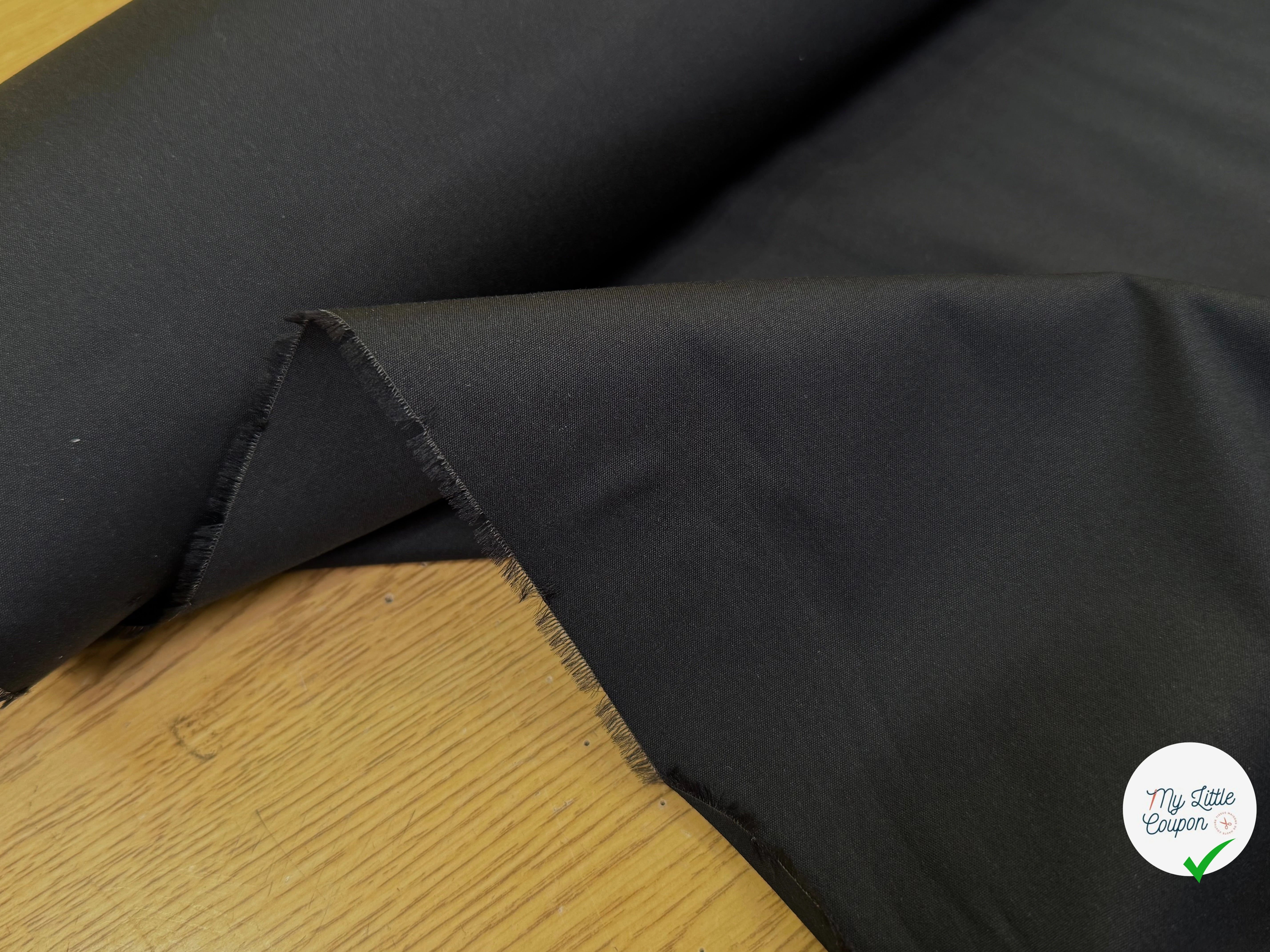 POPELINE DE COTON STRETCH QUALITÉ COUTURE NOIR PETITE LAIZE - My Little Coupon