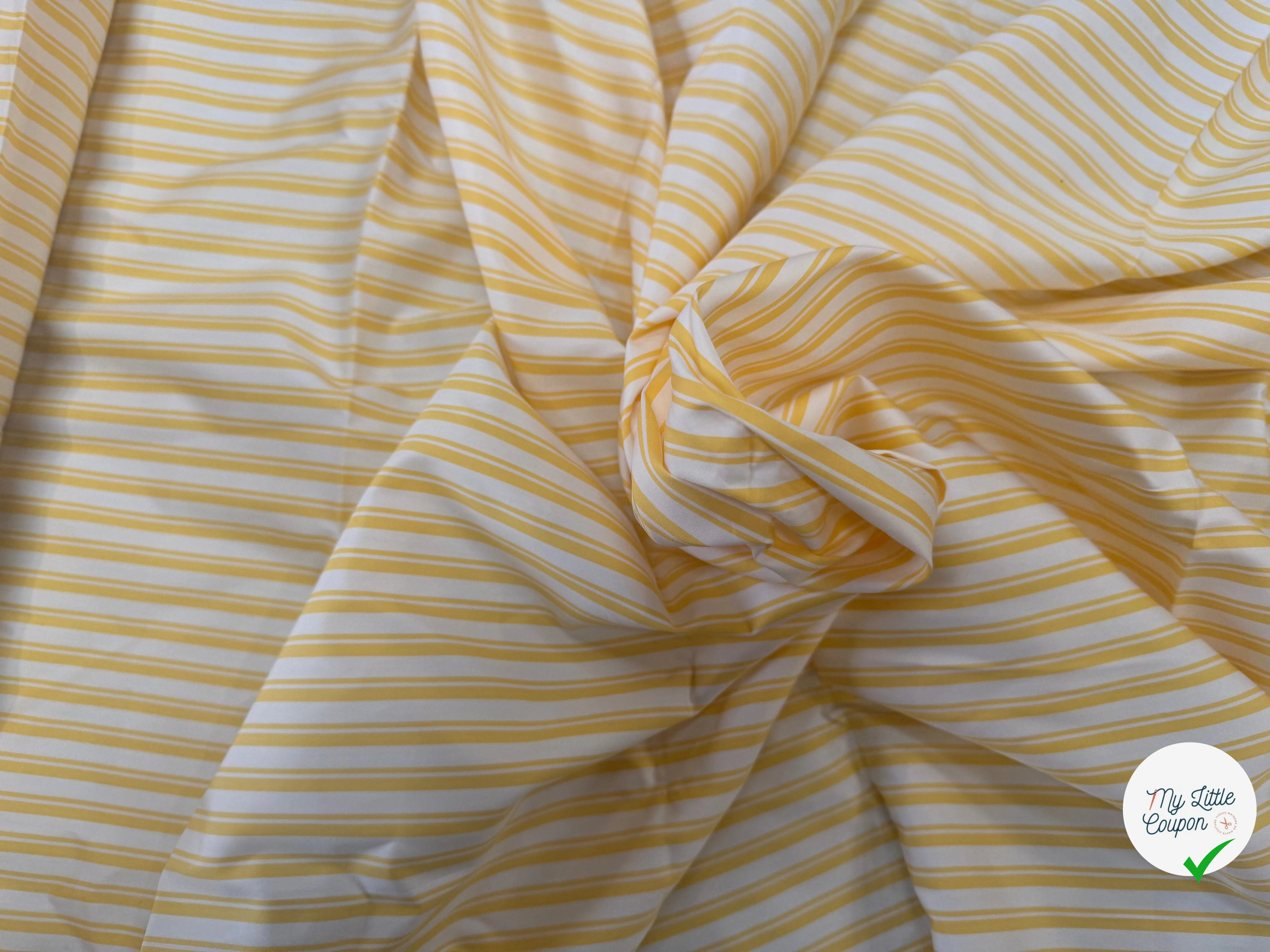 POPELINE DE COTON THOMAS-MASON À RAYURES JAUNES - My Little Coupon