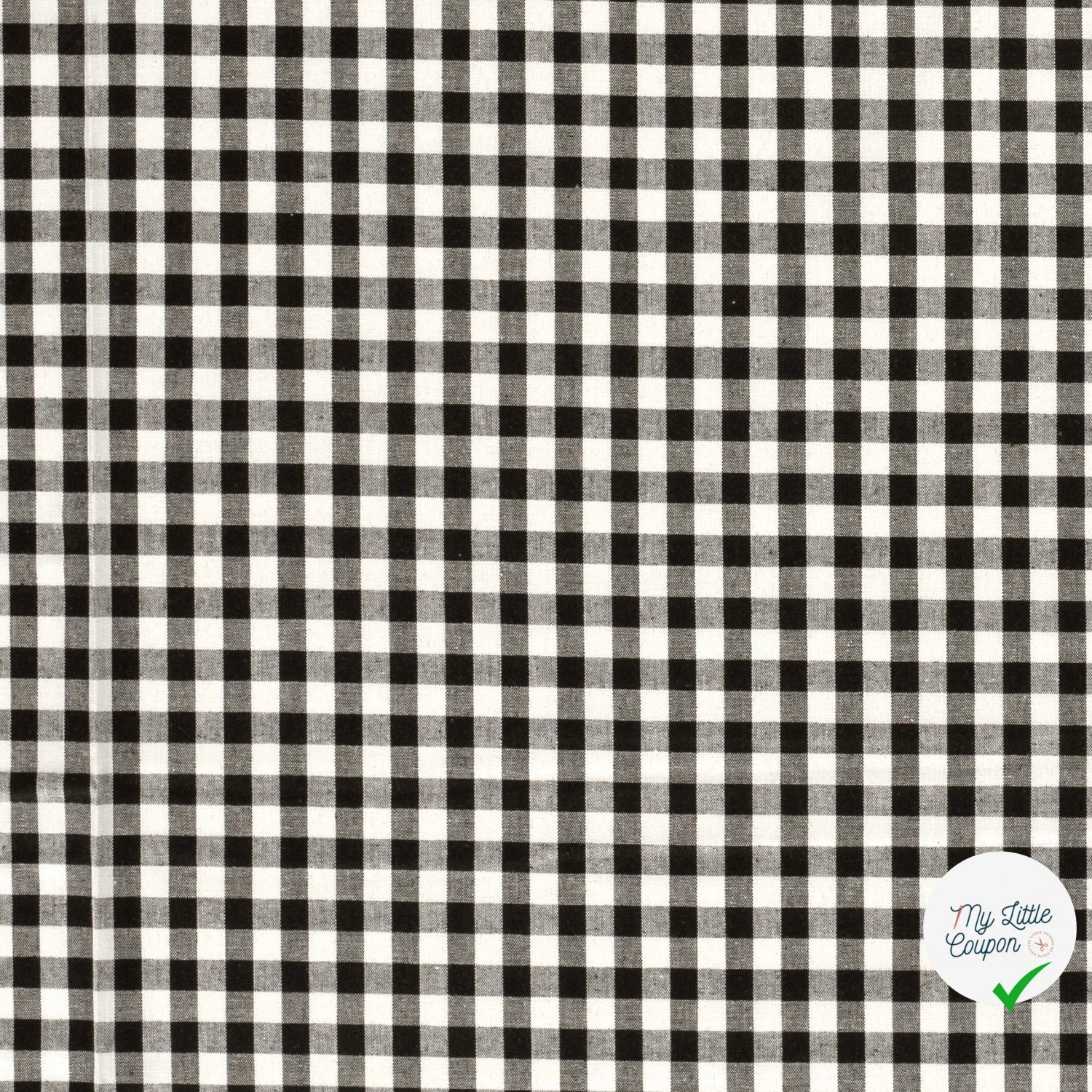 POPELINE DE COTON TISSU FIL TEINT CARREAUX NOIR - My Little Coupon
