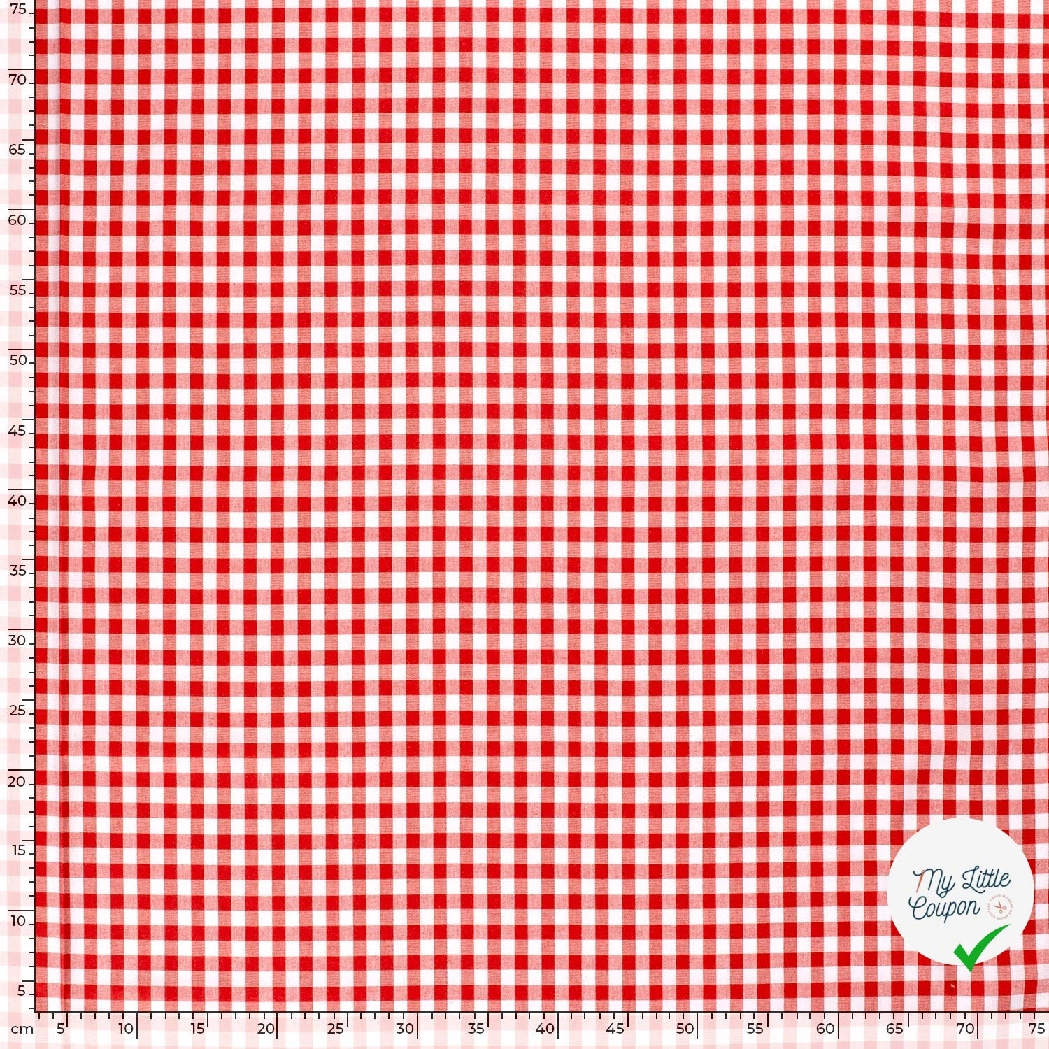 POPELINE DE COTON TISSU FIL TEINT CARREAUX ROUGE - My Little Coupon