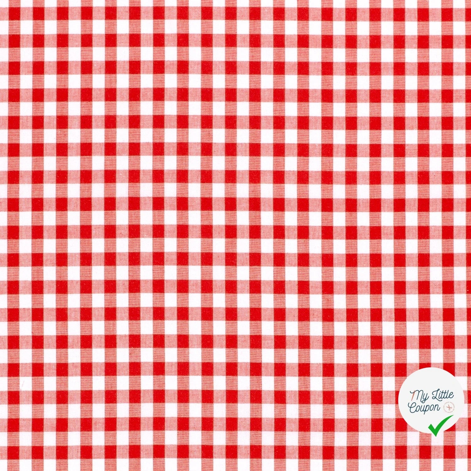POPELINE DE COTON TISSU FIL TEINT CARREAUX ROUGE - My Little Coupon