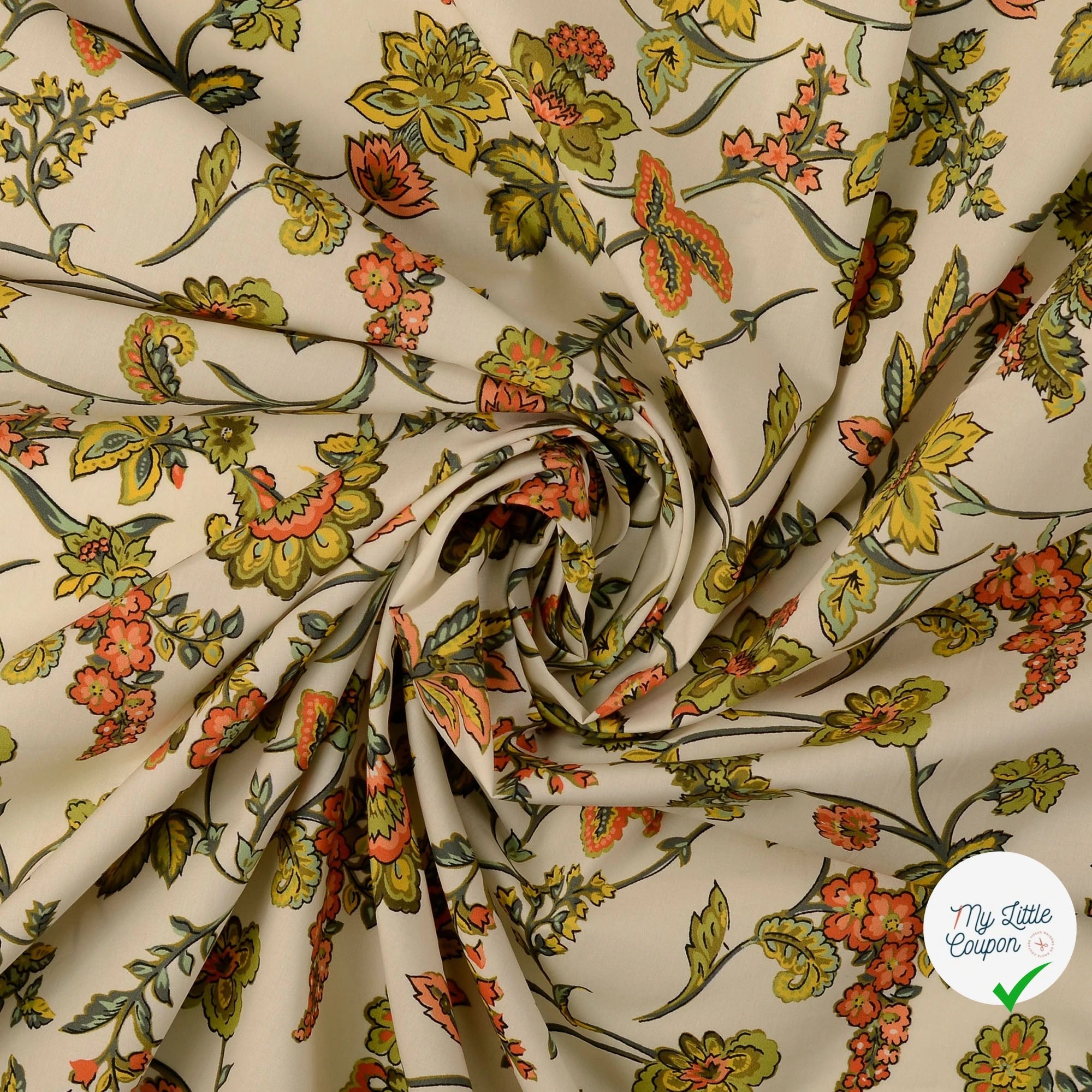 POPELINE DE COTON TISSU IMPRIMÉ NUMÉRIQUE PAISLEY MULTICOLORE 2 - My Little Coupon