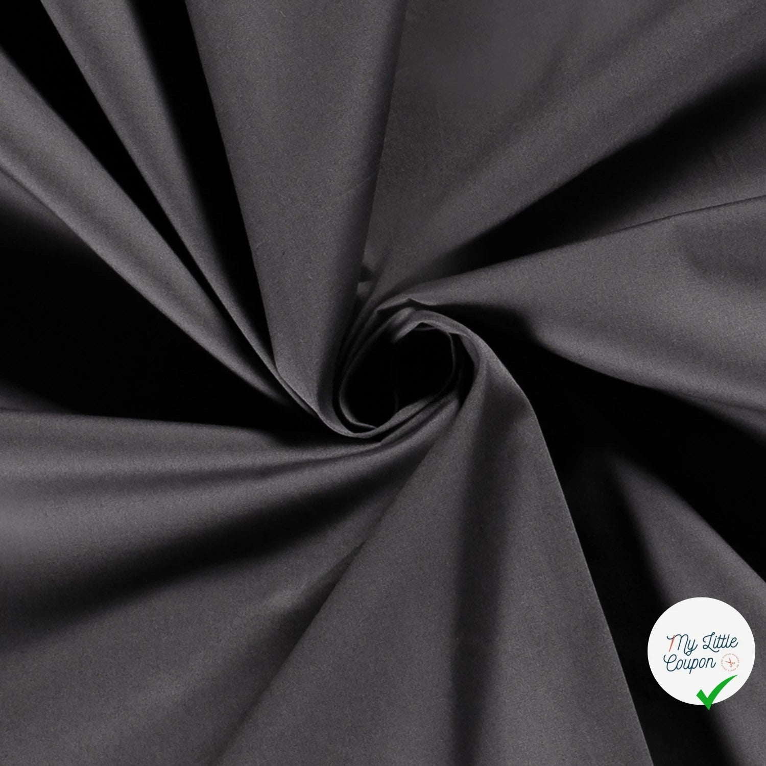 POPELINE DE COTON TISSU UNICOLORE GRIS FONCÉ - My Little Coupon