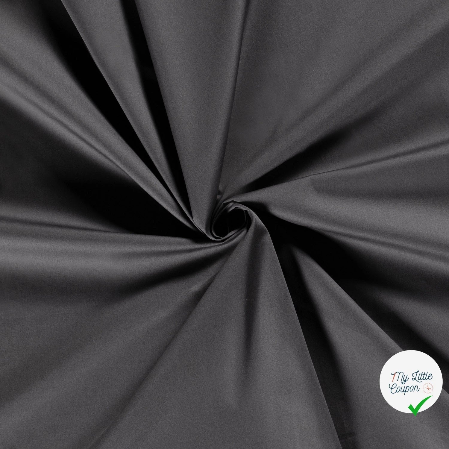 POPELINE DE COTON TISSU UNICOLORE GRIS FONCÉ - My Little Coupon