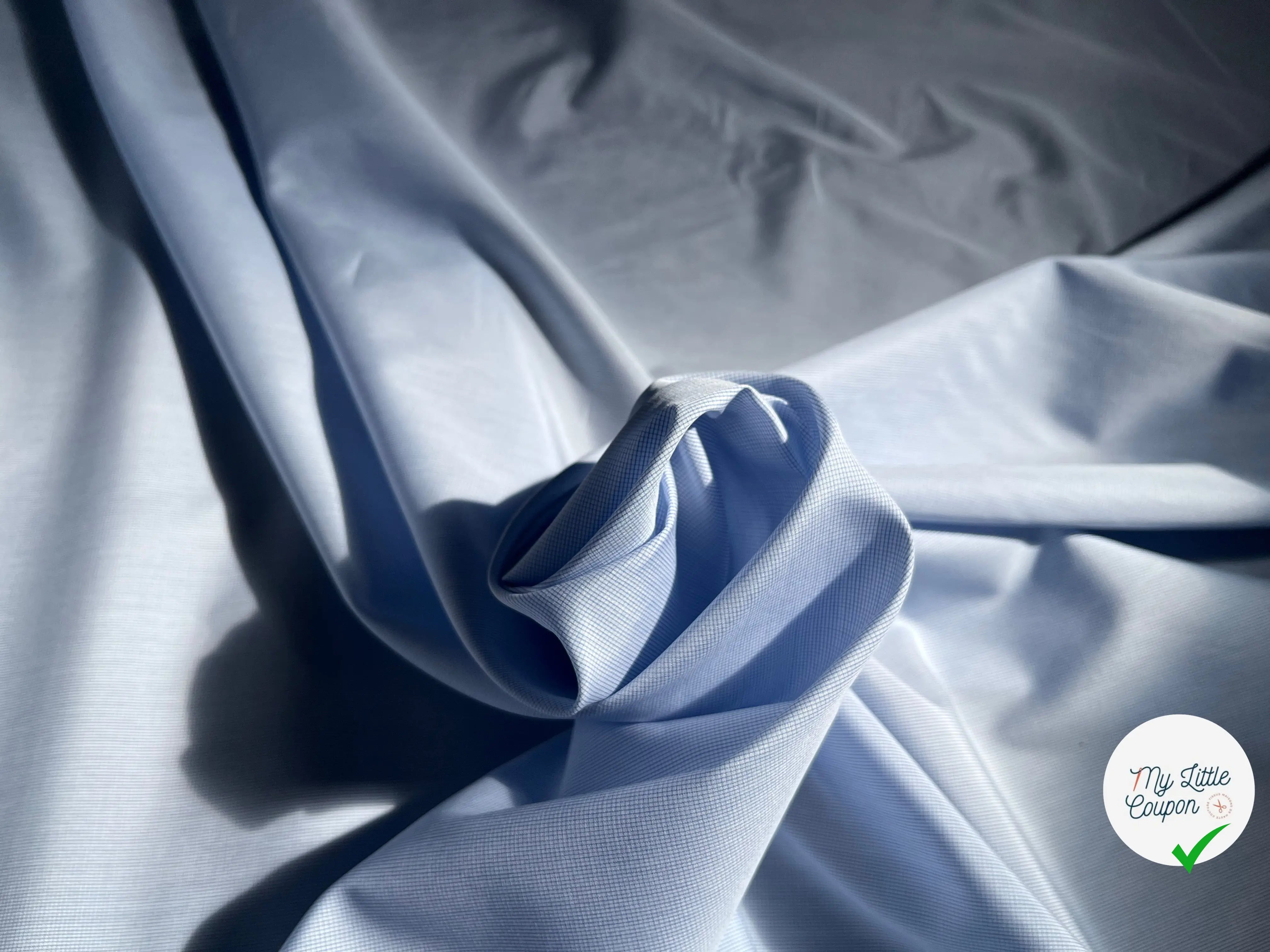 POPELINE DE COTON TOUT PETIT CARREAUX BLANC BLEU - My Little Coupon