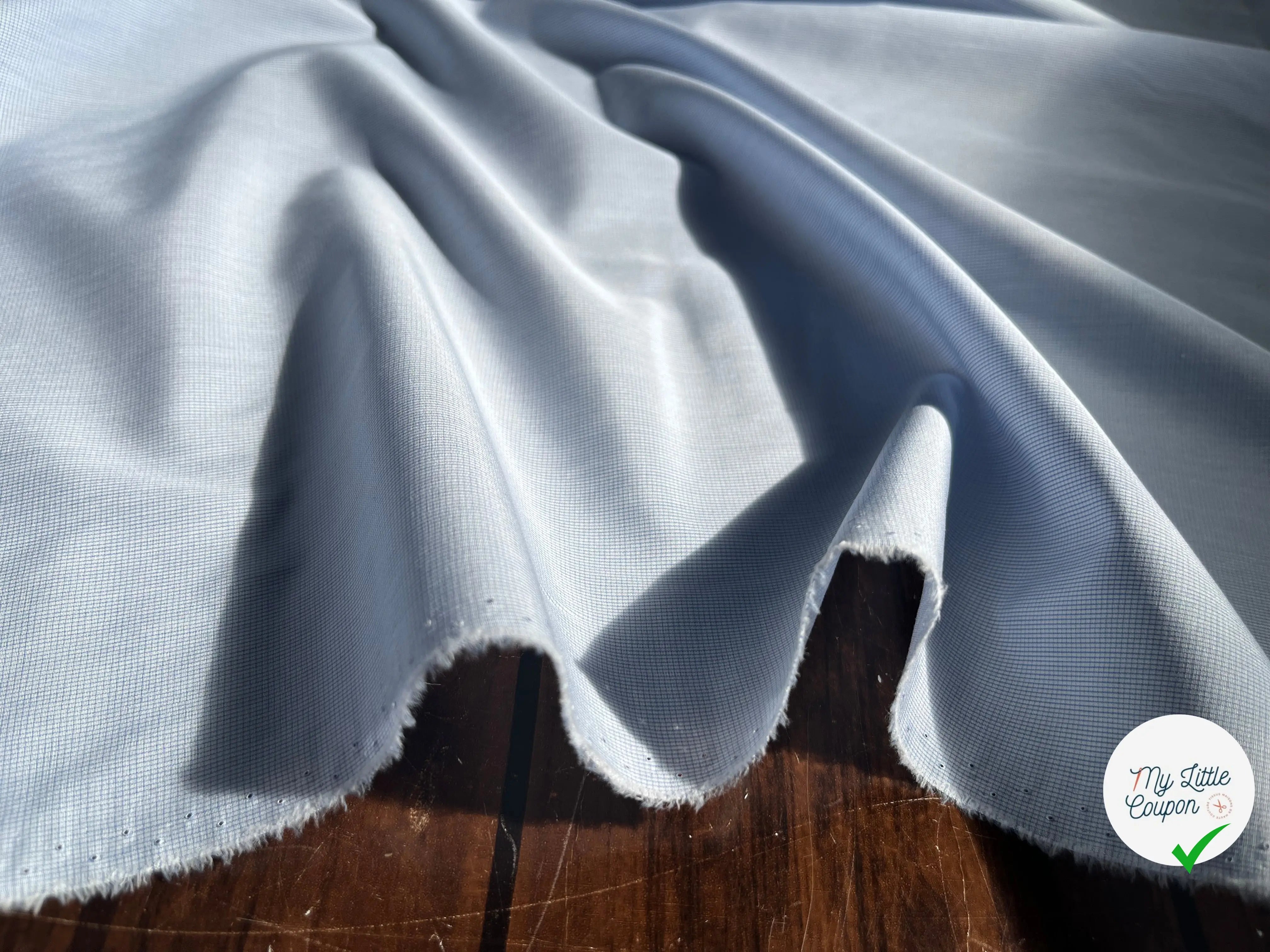 POPELINE DE COTON TOUT PETIT CARREAUX BLANC BLEU - My Little Coupon