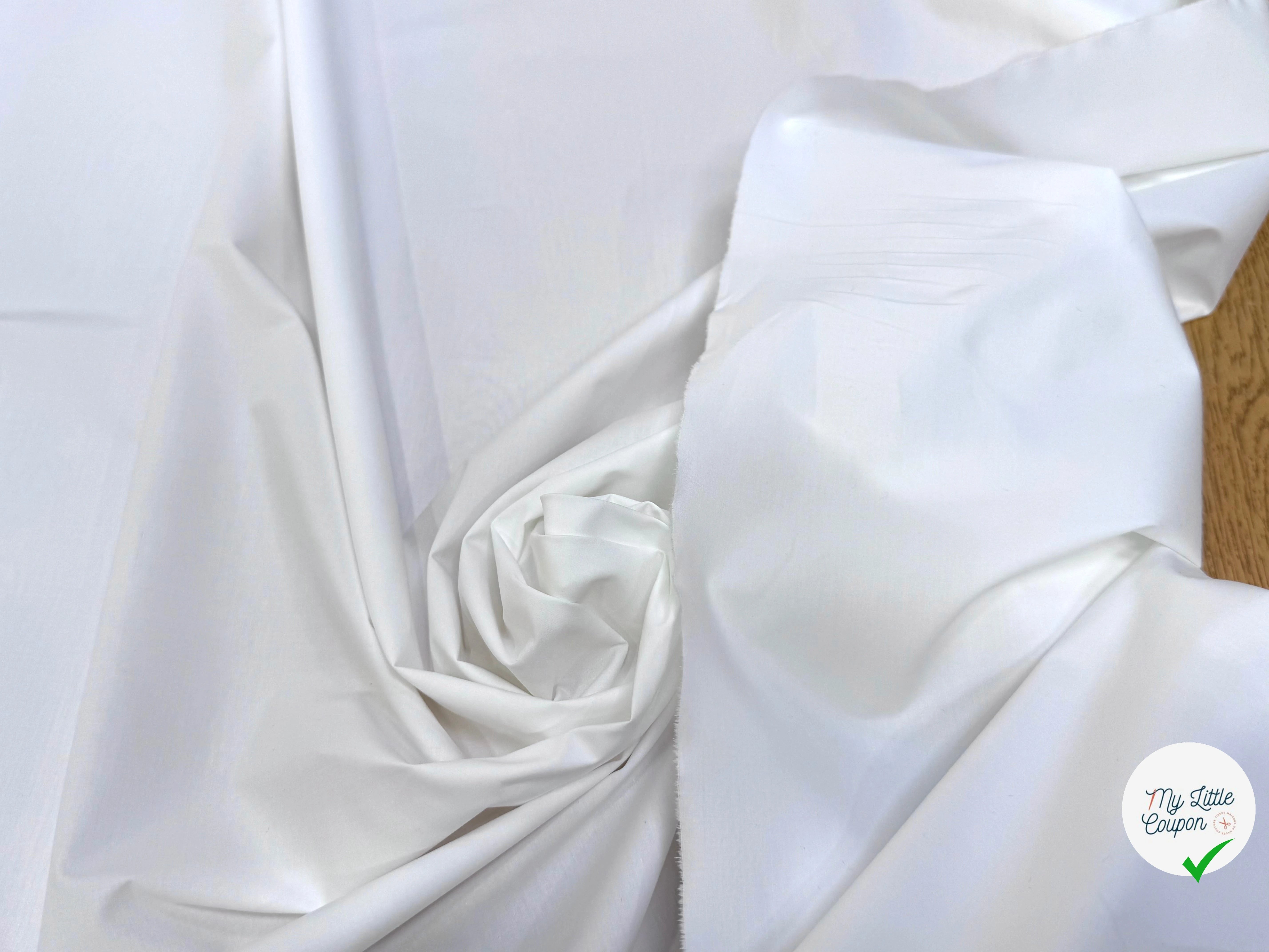 POPELINE DE COTON  ULTRA CHIC BLANC ÉFFET CRAQUANT STRETCH - My Little Coupon