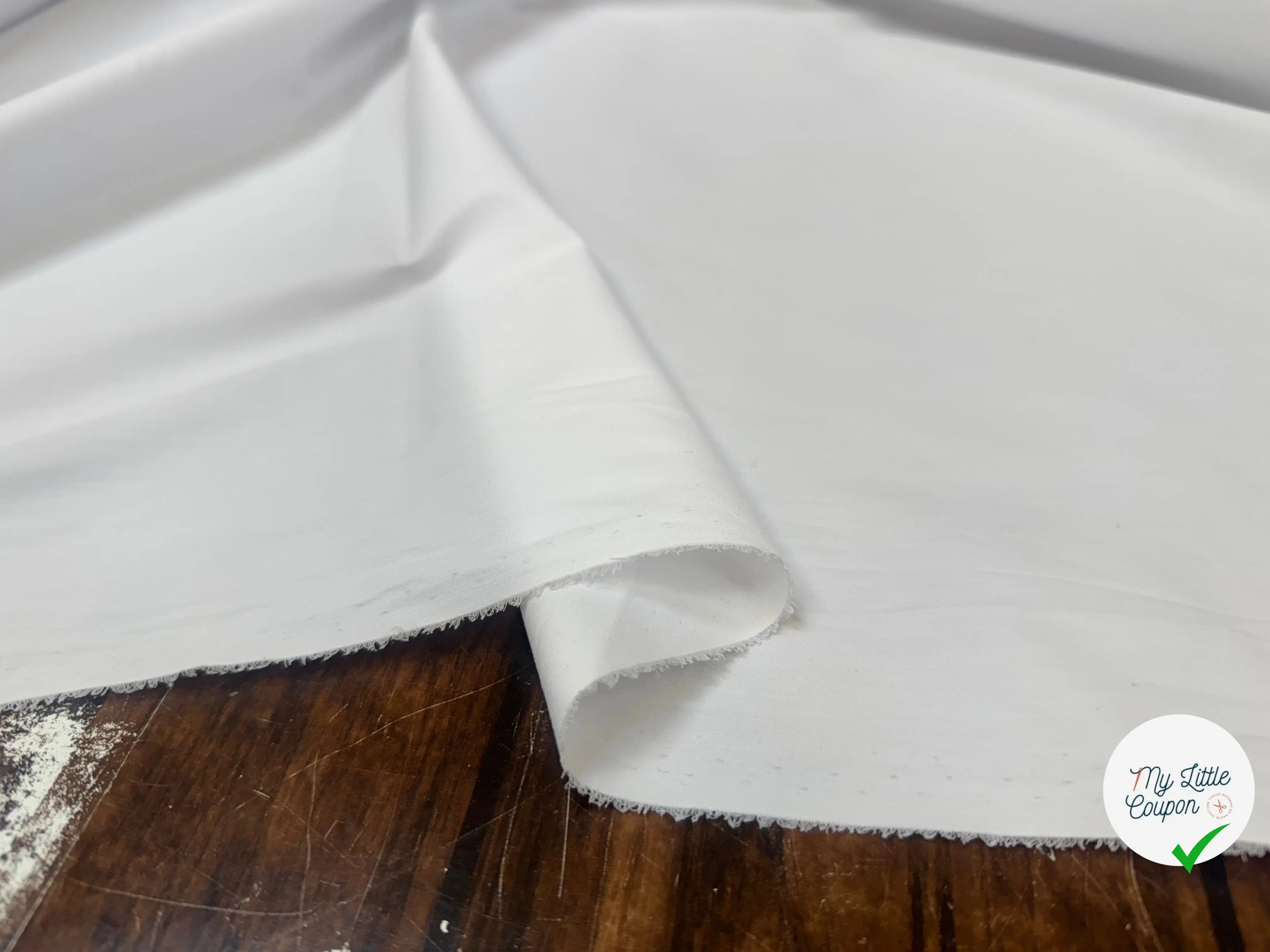 POPELINE DE COTON UNI BLANC STRECH - My Little Coupon