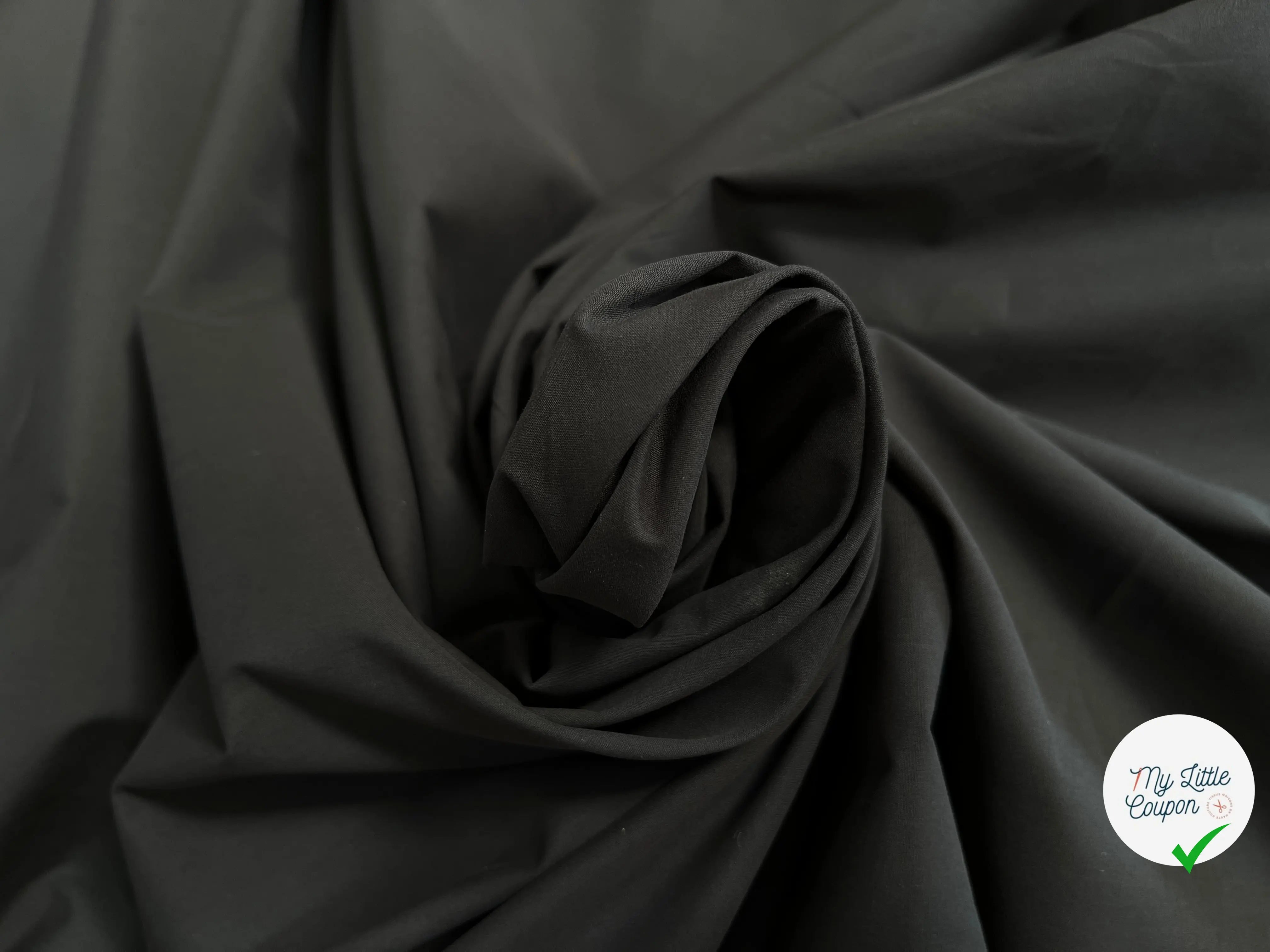 POPELINE DE COTON UNI NOIR - My Little Coupon