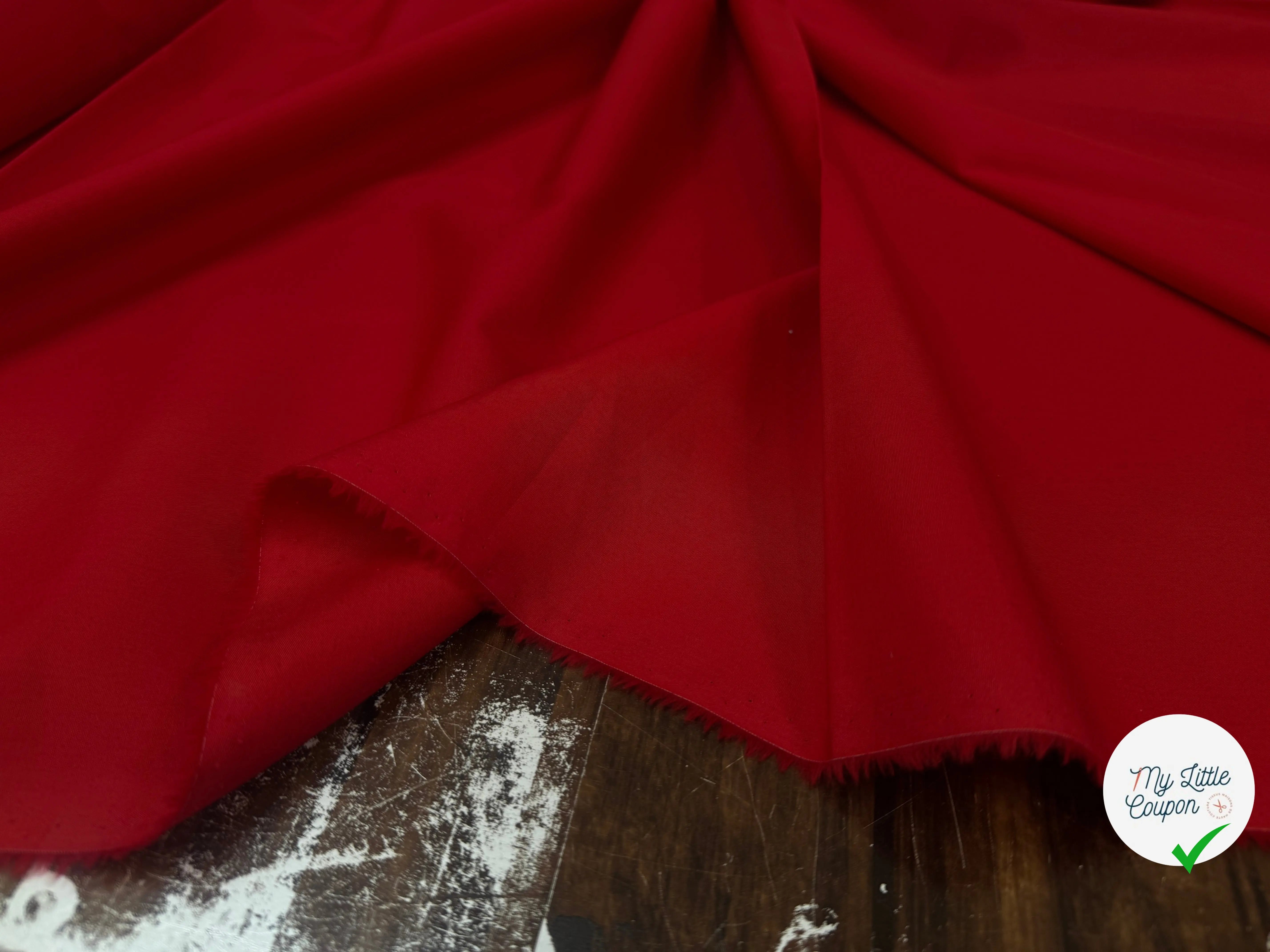POPELINE DE COTON UNI ROUGE - My Little Coupon