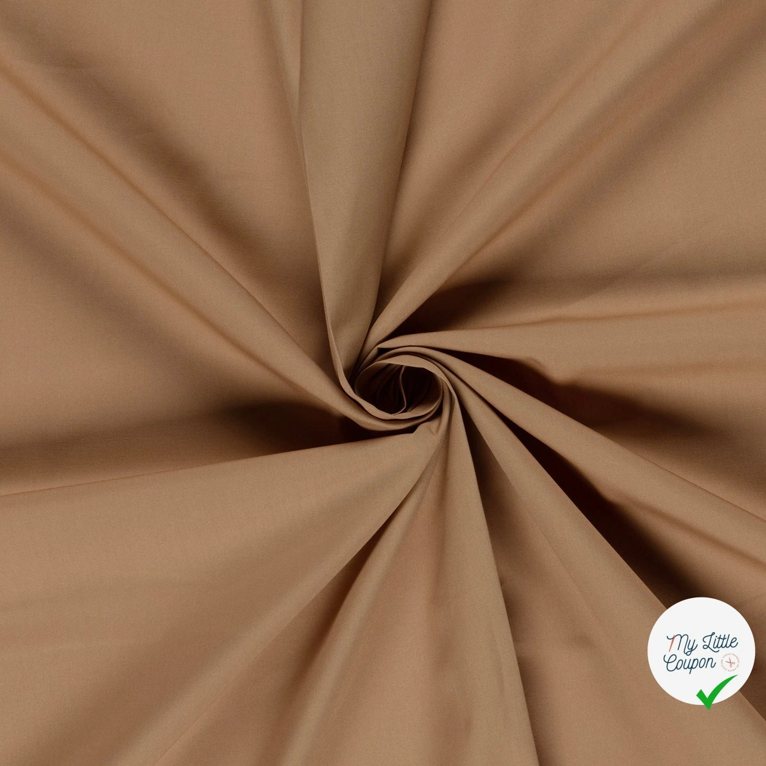 POPELINE DE COTON UNICOLORE CAMEL - My Little Coupon