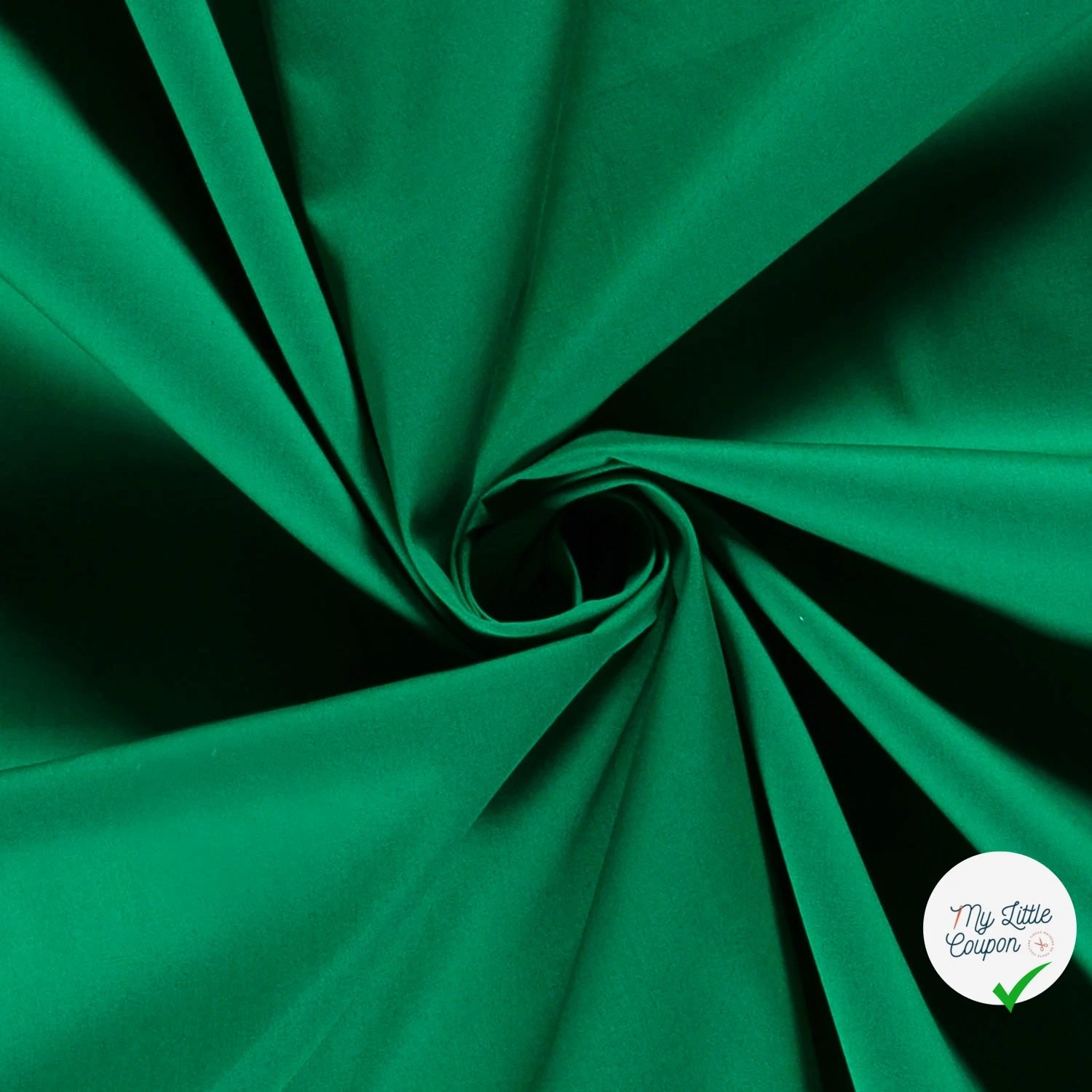 POPELINE DE COTON UNICOLORE VERT FORET - My Little Coupon
