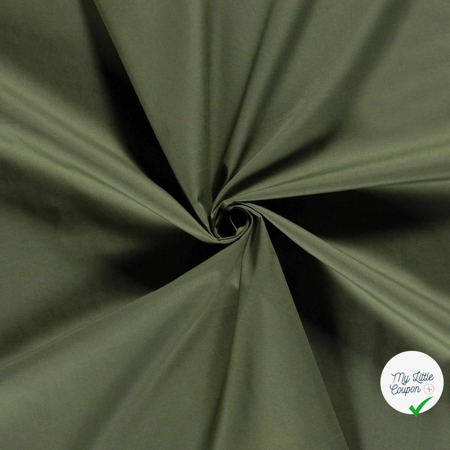 POPELINE DE COTON UNICOLORE VERT KAKI - My Little Coupon