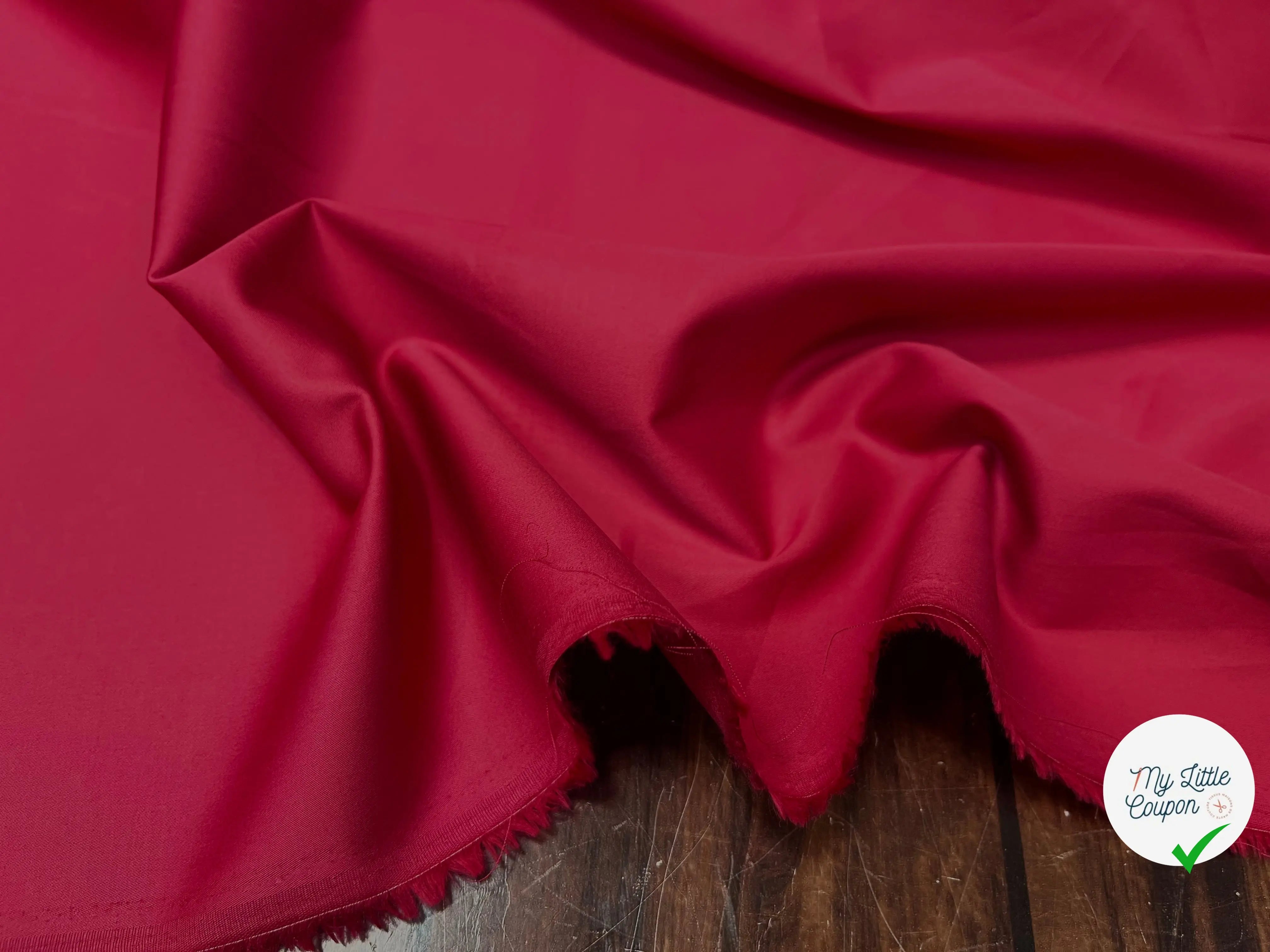 POPELINE DE COTON UNIE ROUGE CERISE ROSÉ - My Little Coupon