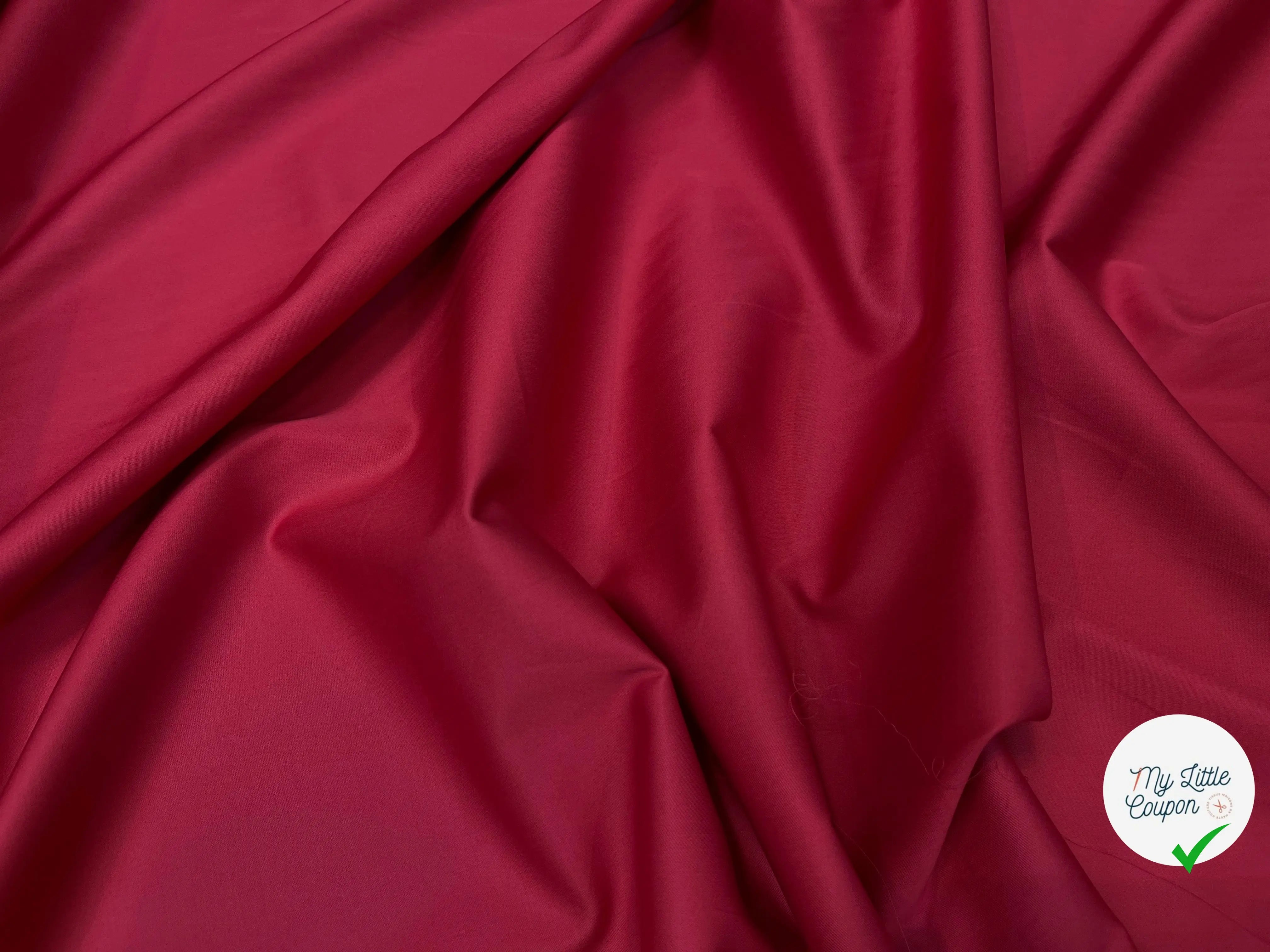 POPELINE DE COTON UNIE ROUGE CERISE ROSÉ - My Little Coupon