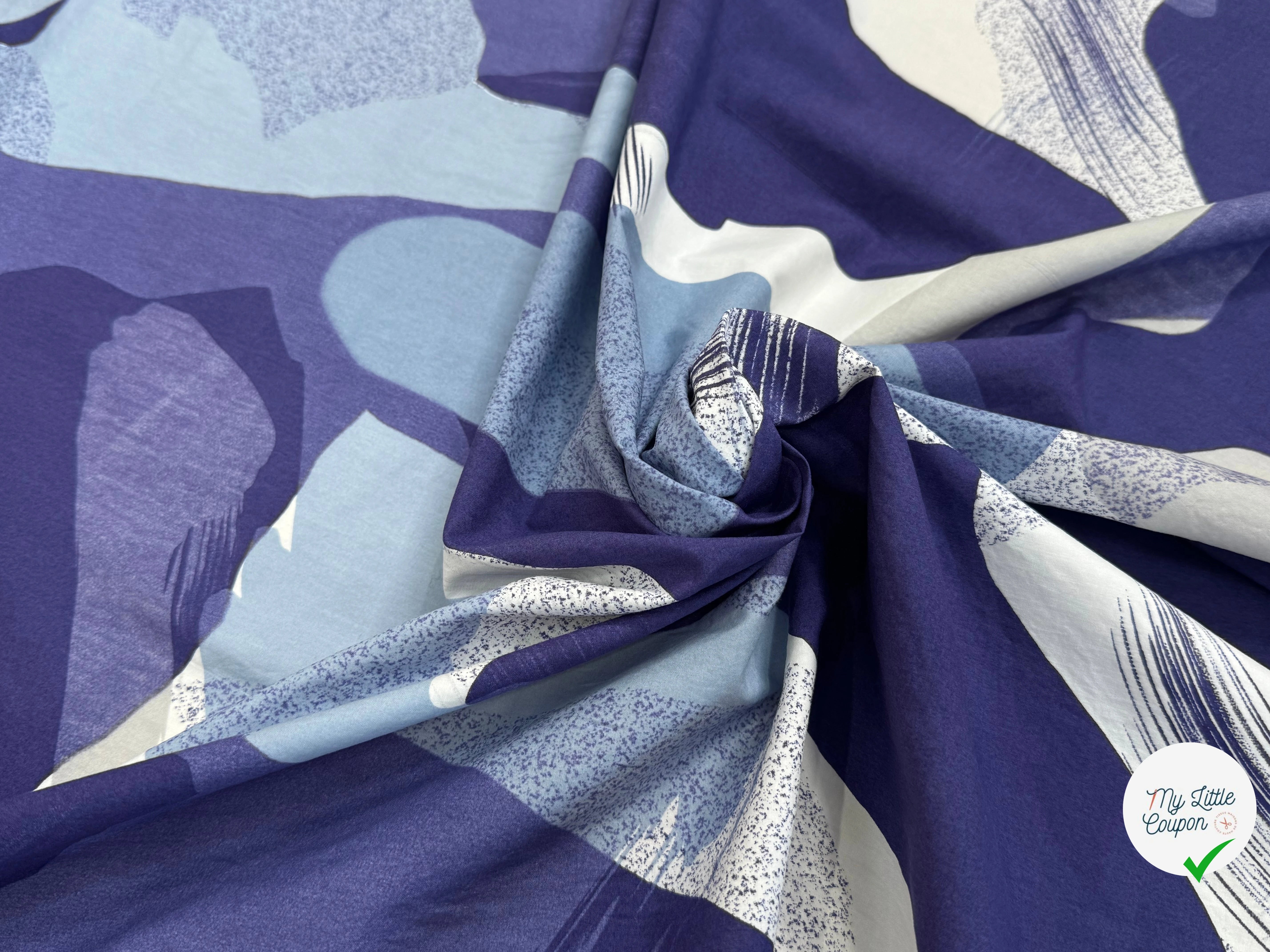 POPELINE DE COTON VAGUE D'OCÉAN - My Little Coupon