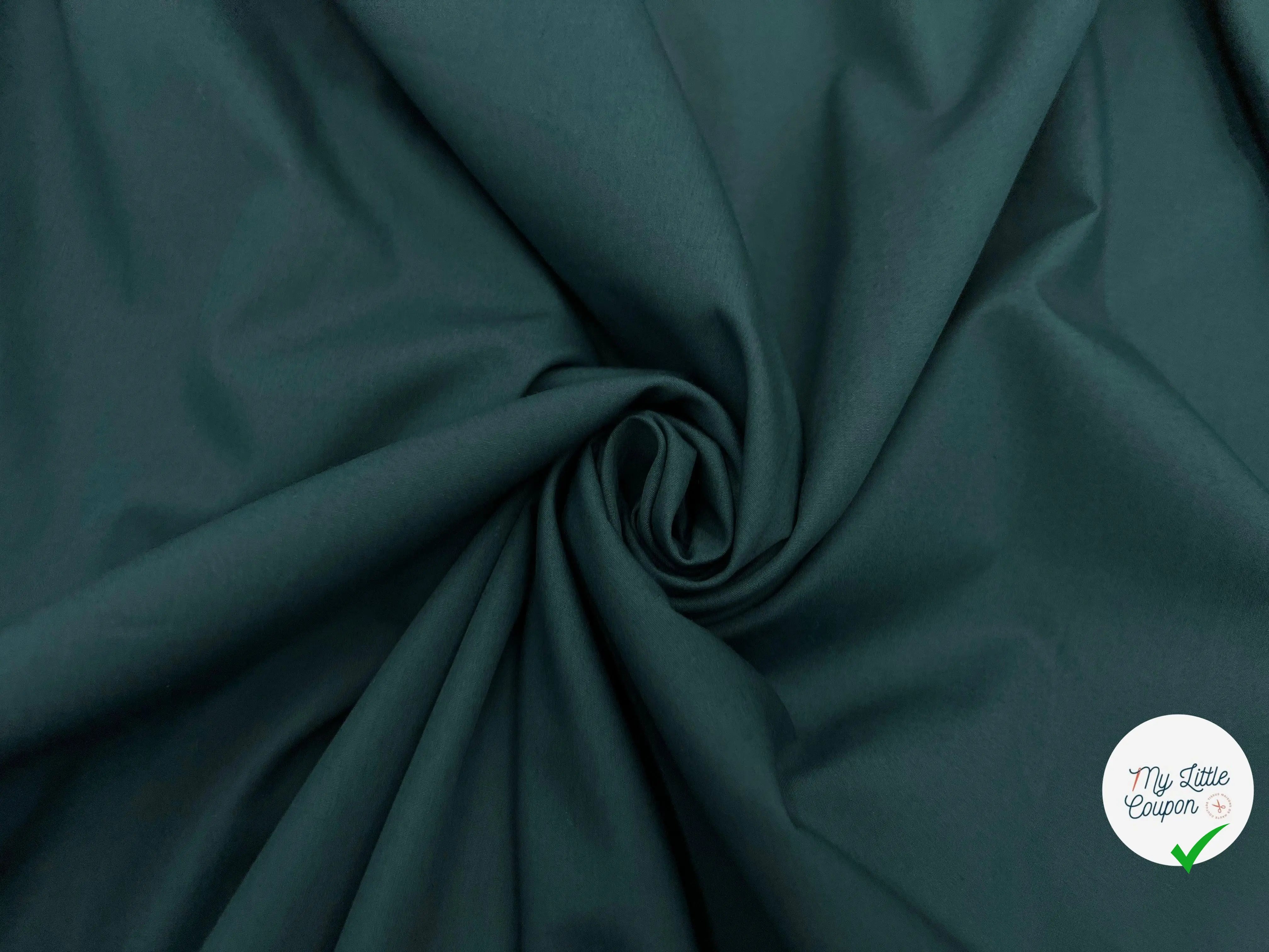 POPELINE DE COTON VERT COPENHAGUE - coupon de tissu de 1 mètre 90 - My Little Coupon - tissu - coudre