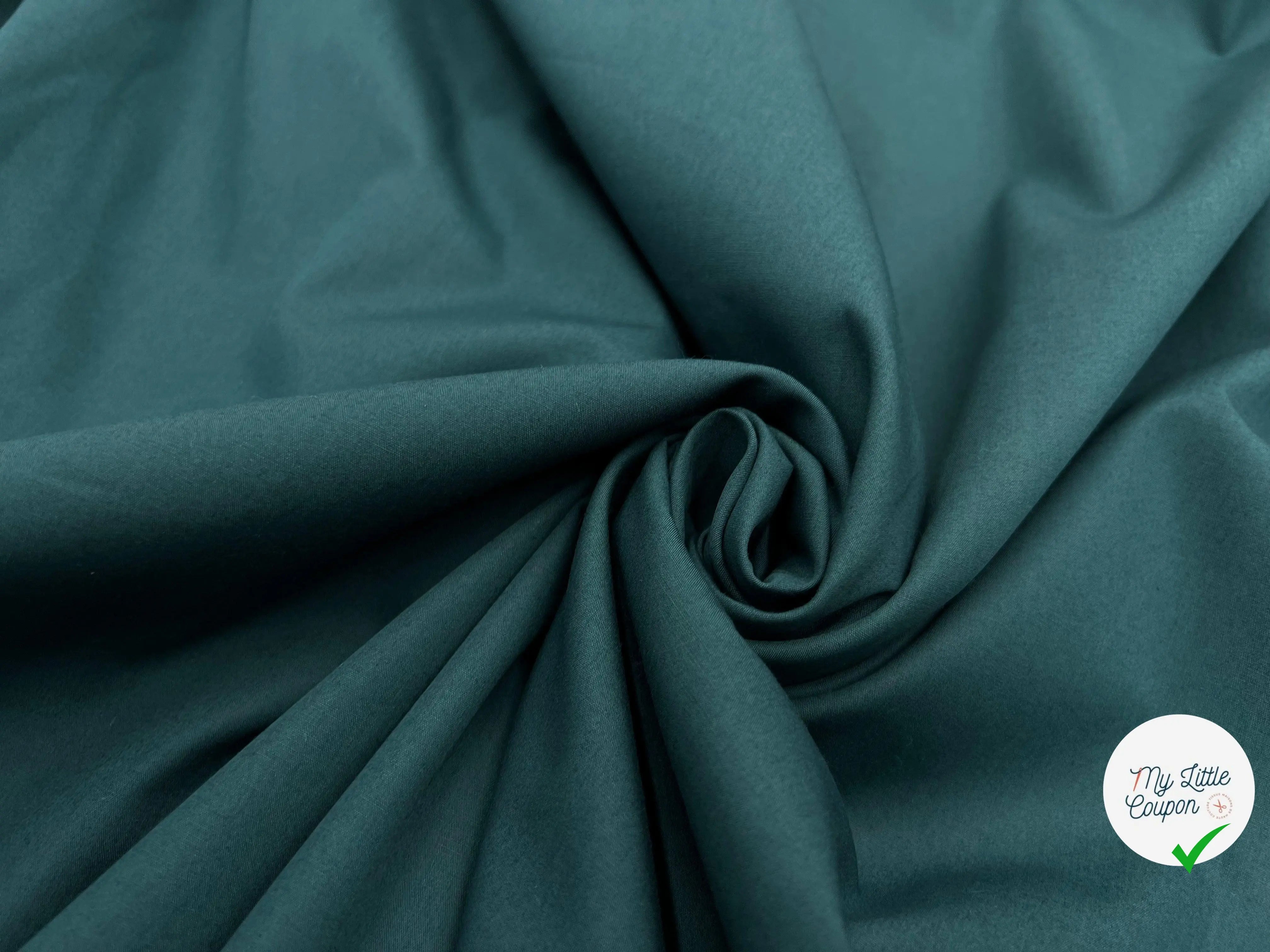 POPELINE DE COTON VERT COPENHAGUE - coupon de tissu de 1 mètre 90 - My Little Coupon - tissu - coudre
