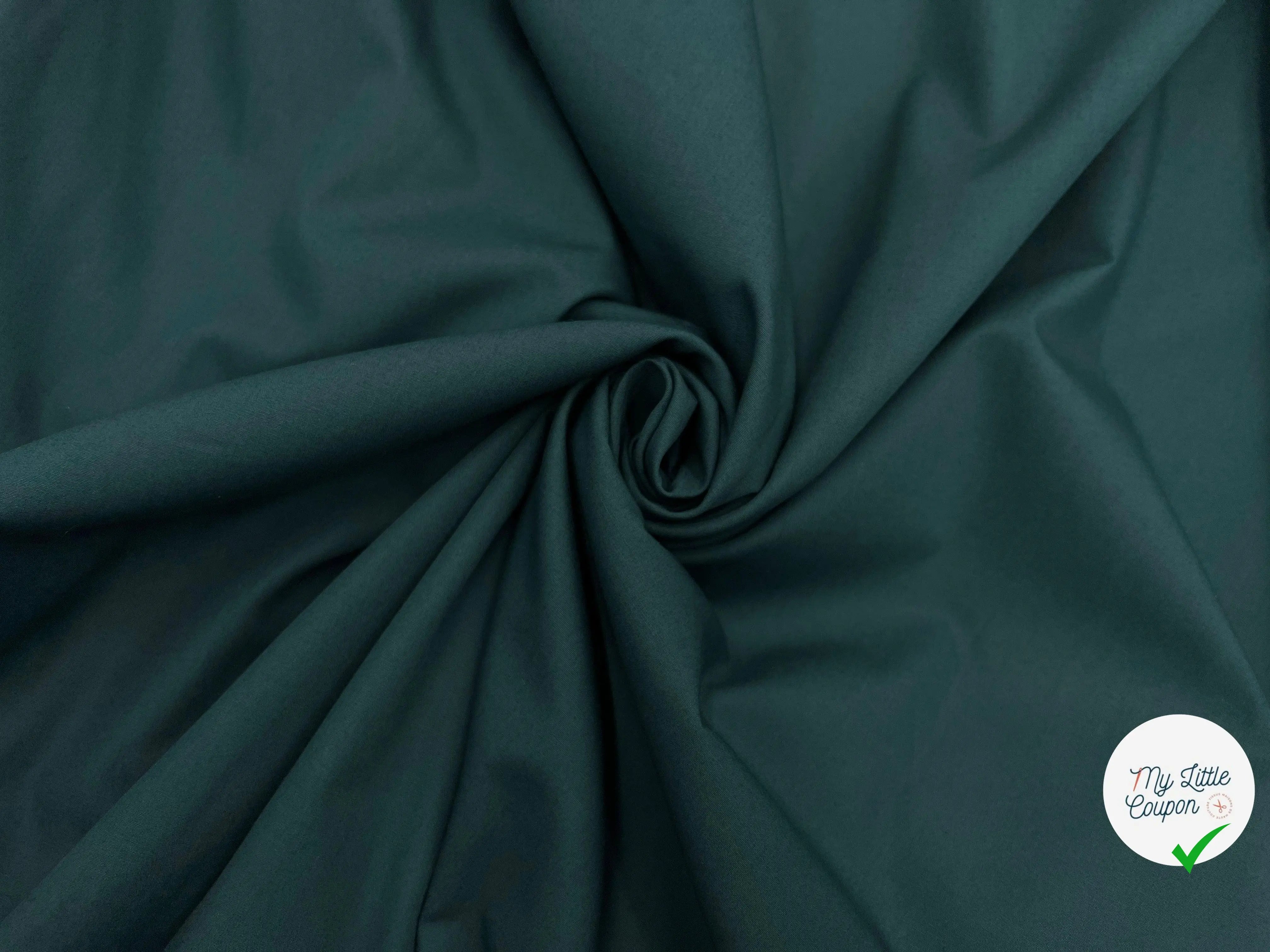 POPELINE DE COTON VERT COPENHAGUE - coupon de tissu de 1 mètre 90 - My Little Coupon - tissu - coudre