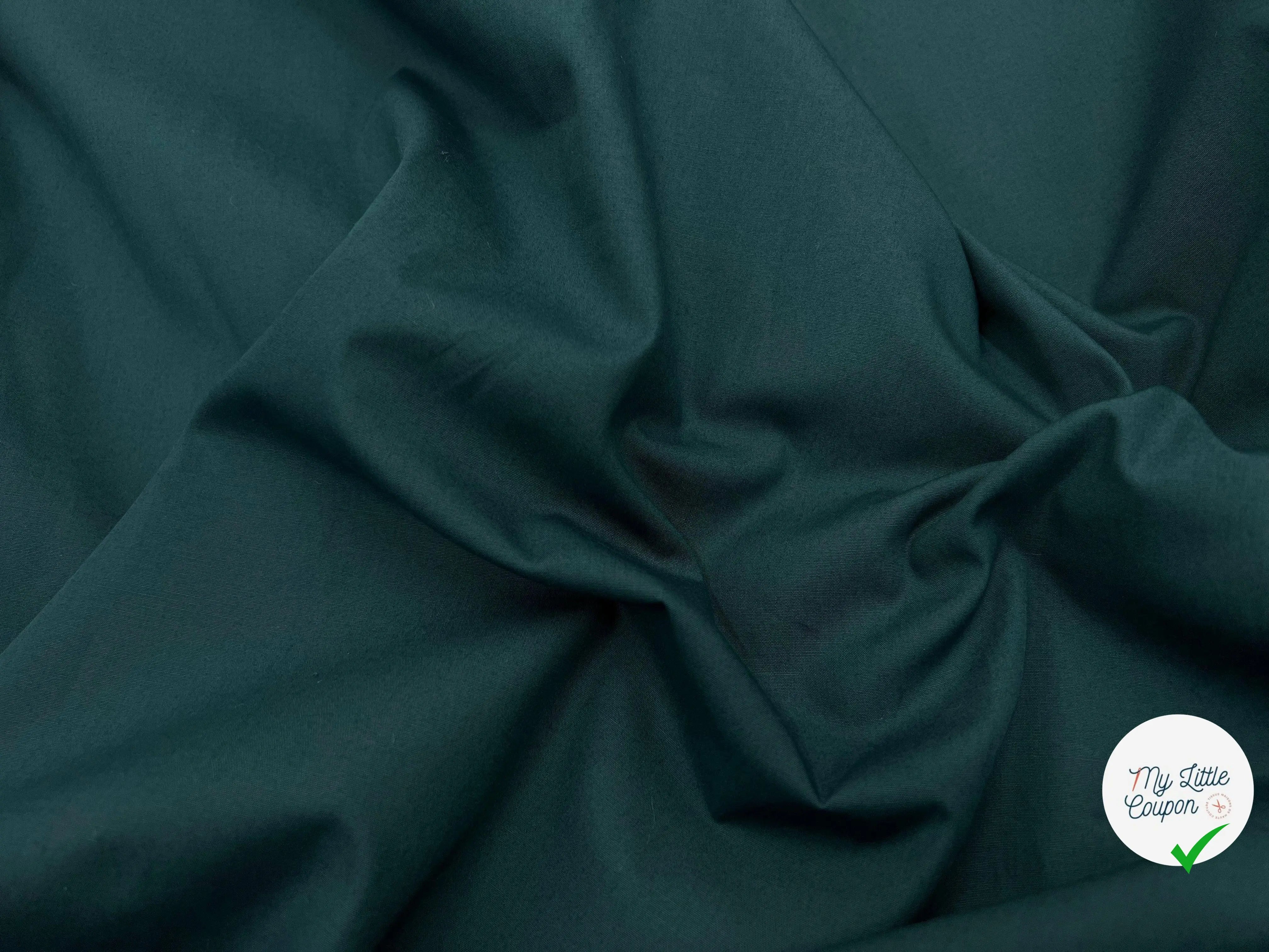 POPELINE DE COTON VERT COPENHAGUE - coupon de tissu de 1 mètre 90 - My Little Coupon - tissu - coudre