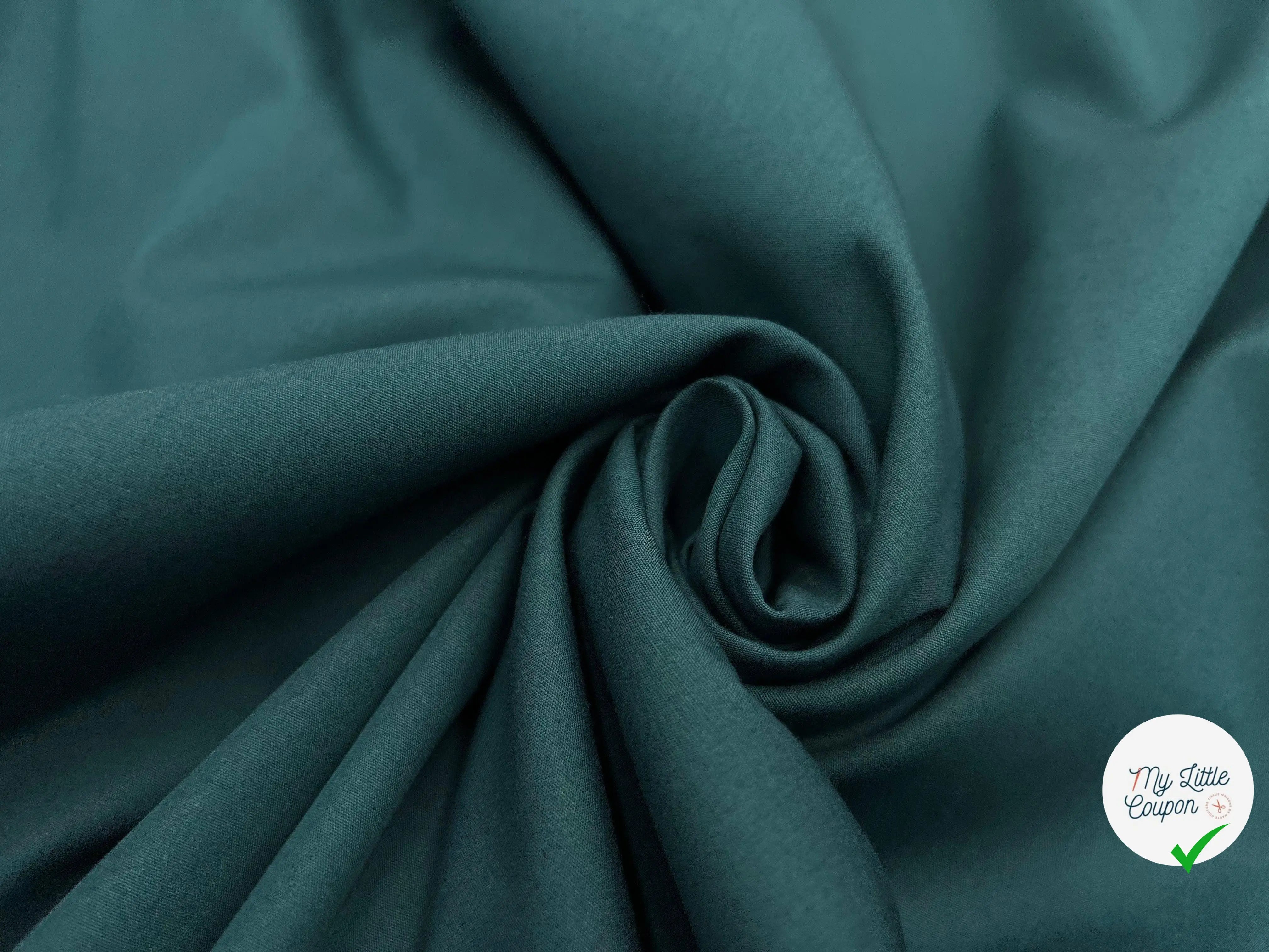 POPELINE DE COTON VERT COPENHAGUE - coupon de tissu de 1 mètre 90 - My Little Coupon - tissu - coudre