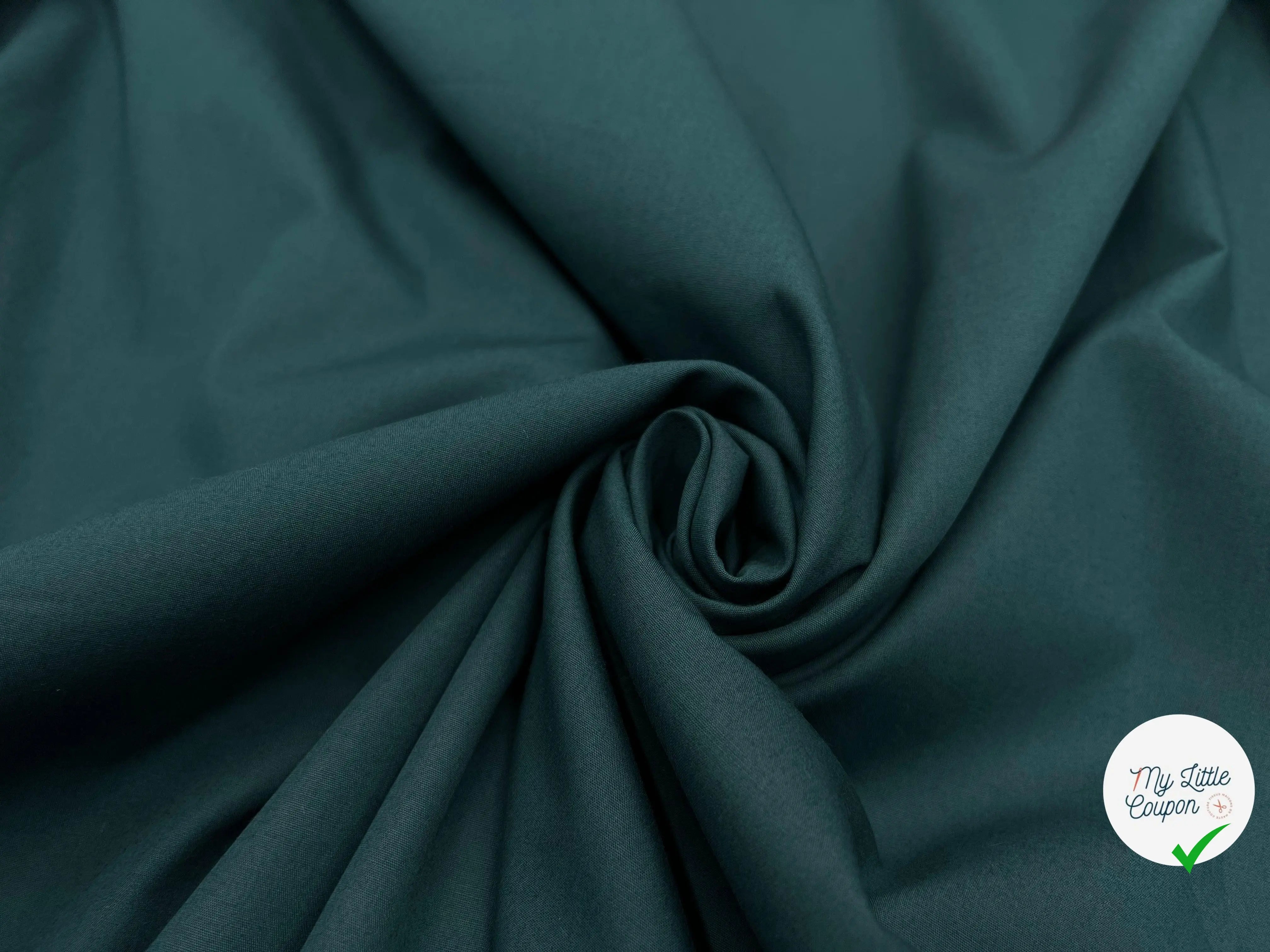 POPELINE DE COTON VERT COPENHAGUE - coupon de tissu de 1 mètre 90 - My Little Coupon - tissu - coudre