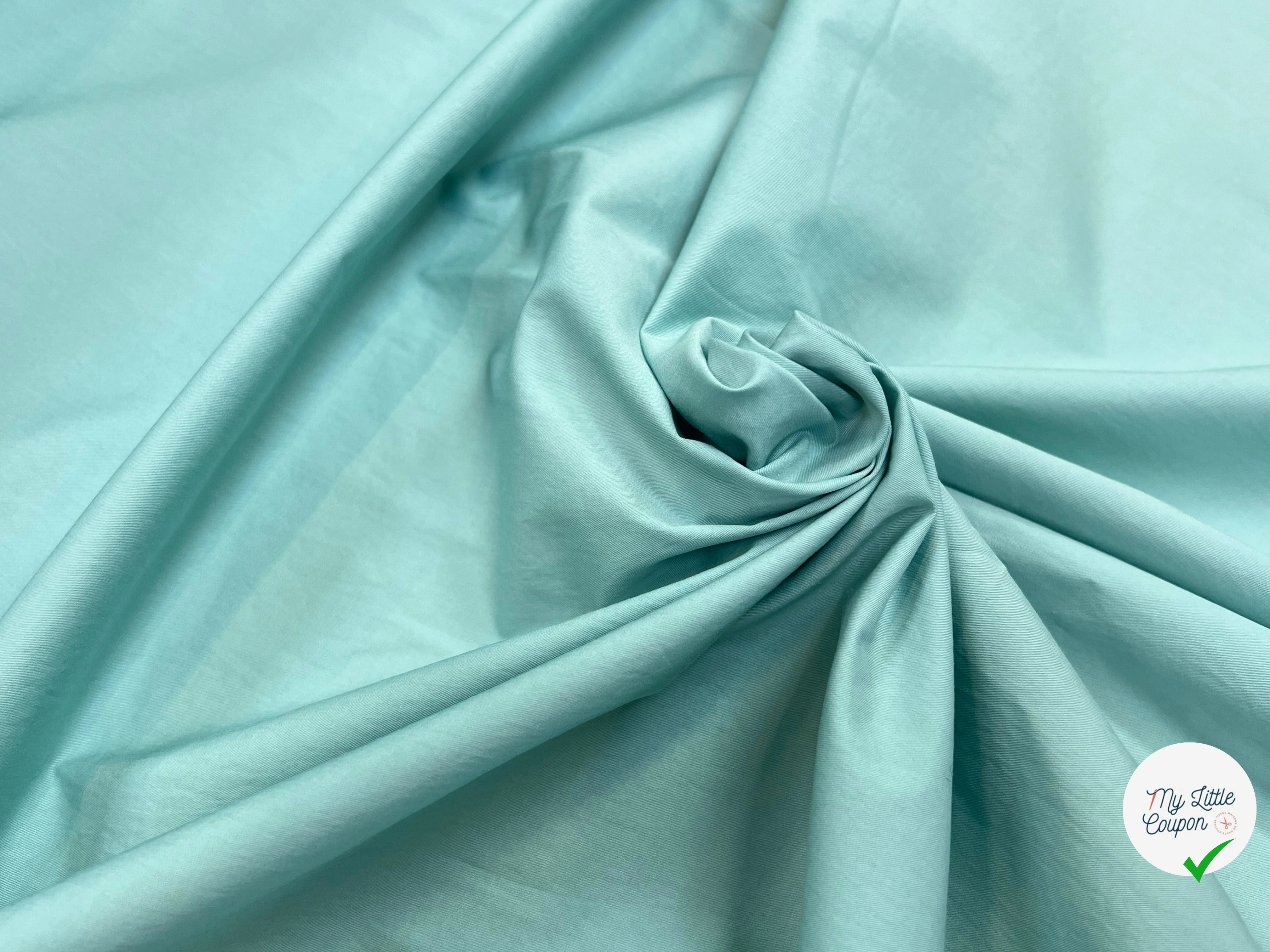 POPELINE DE COTON VERT D'EAU 145CM - My Little Coupon