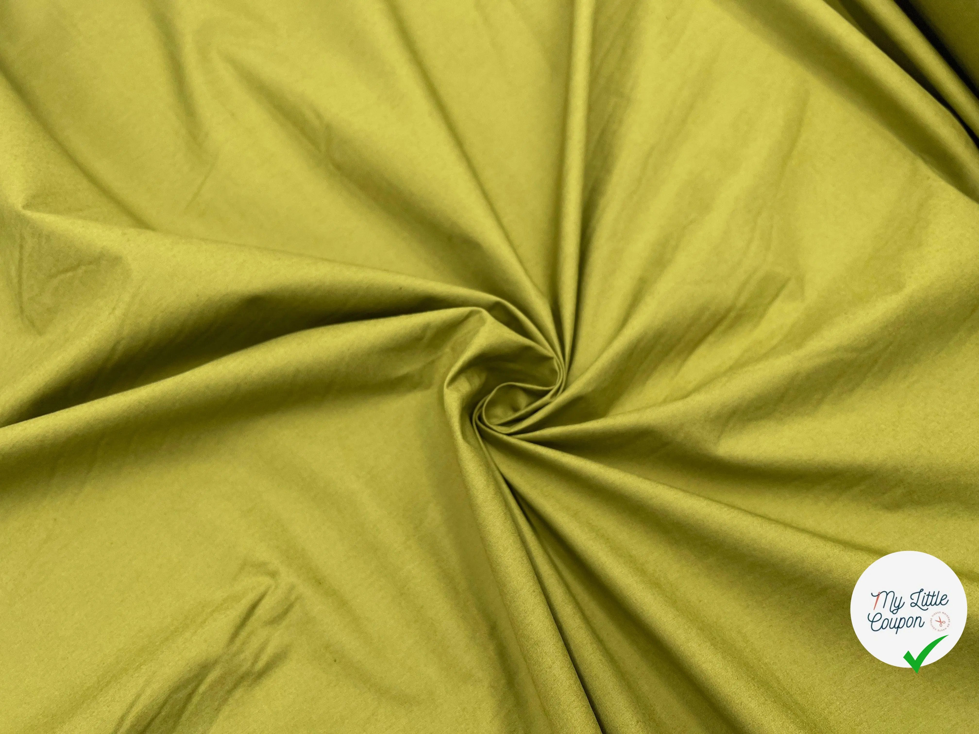POPELINE DE COTON VERT MOUTARDE - My Little Coupon - tissu - coudre