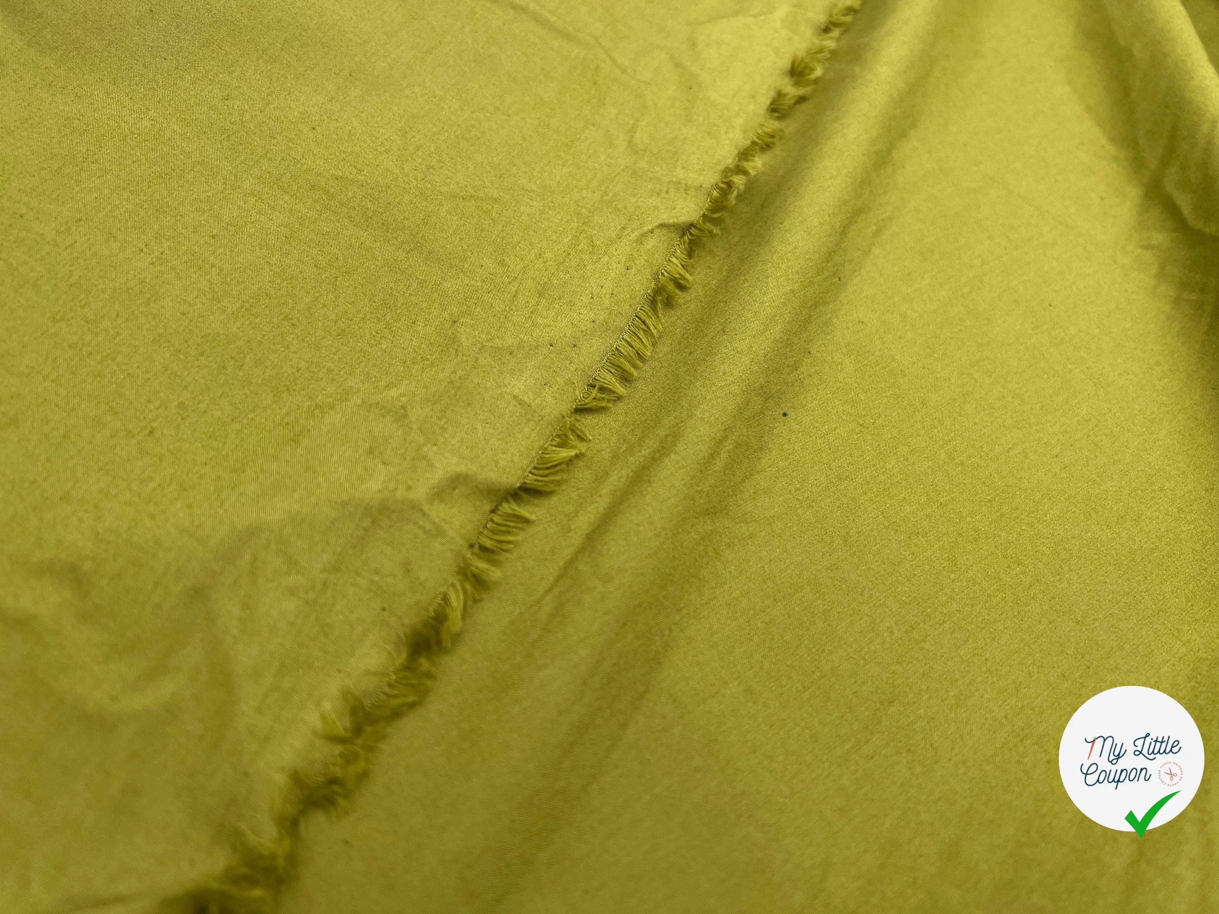 POPELINE DE COTON VERT MOUTARDE - My Little Coupon - tissu - coudre
