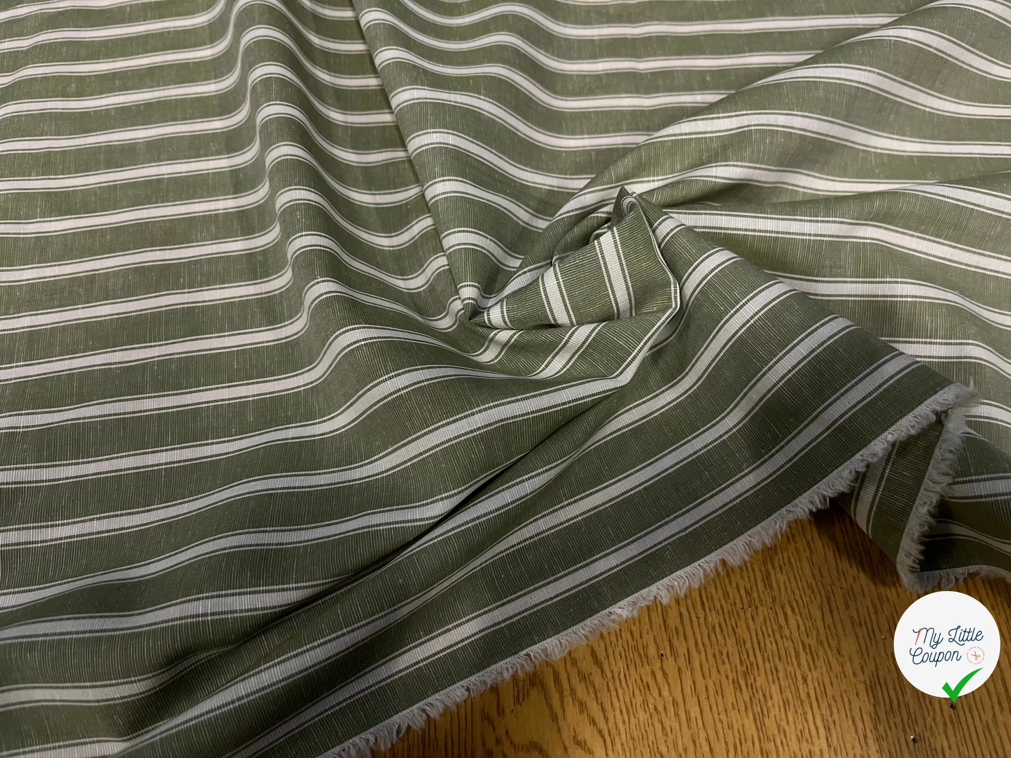 GREEN COTTON POPLIN WITH WHITE STRIPES PARALLEL TO THE HEM - My Little Coupon