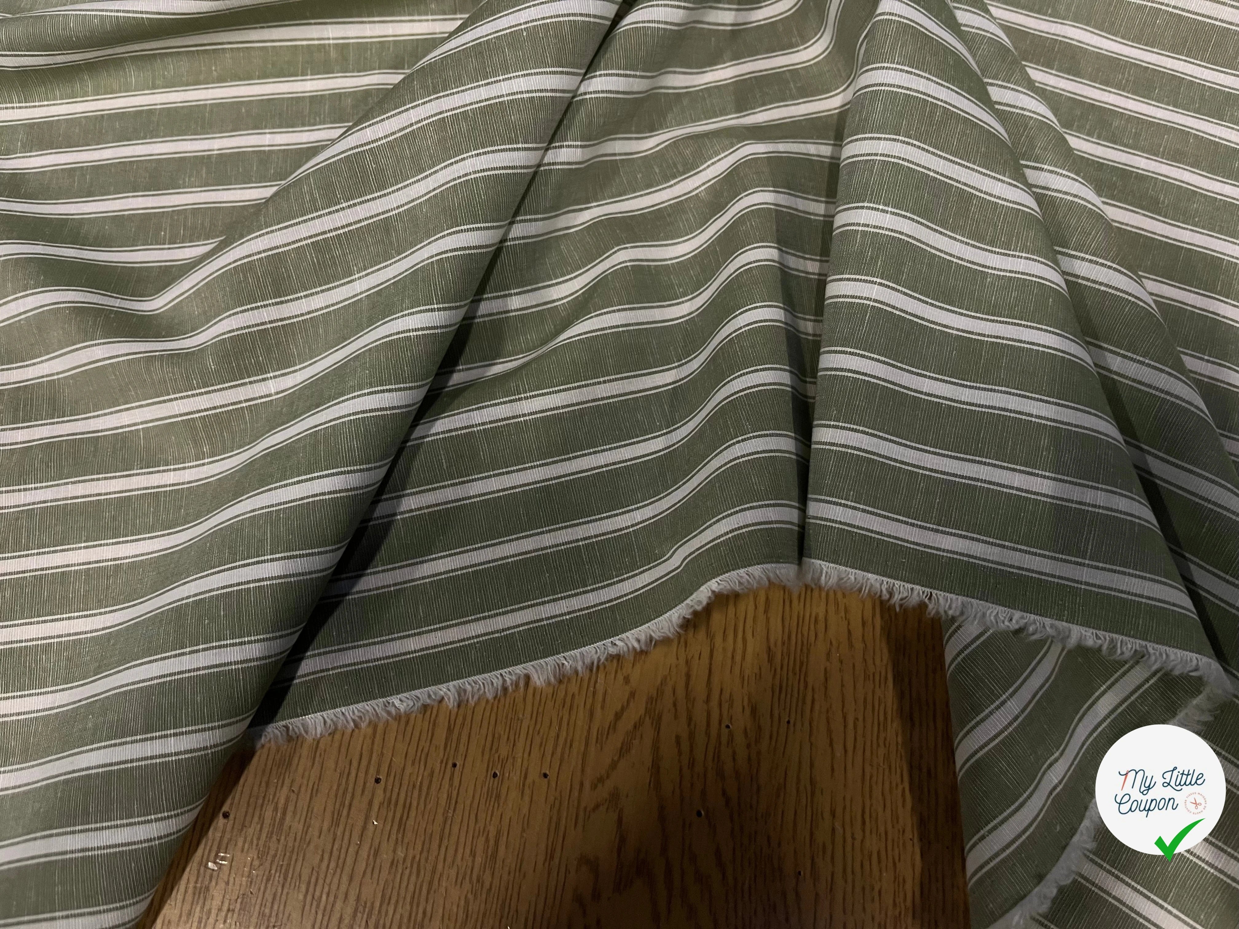 GREEN COTTON POPLIN WITH WHITE STRIPES PARALLEL TO THE HEM - My Little Coupon