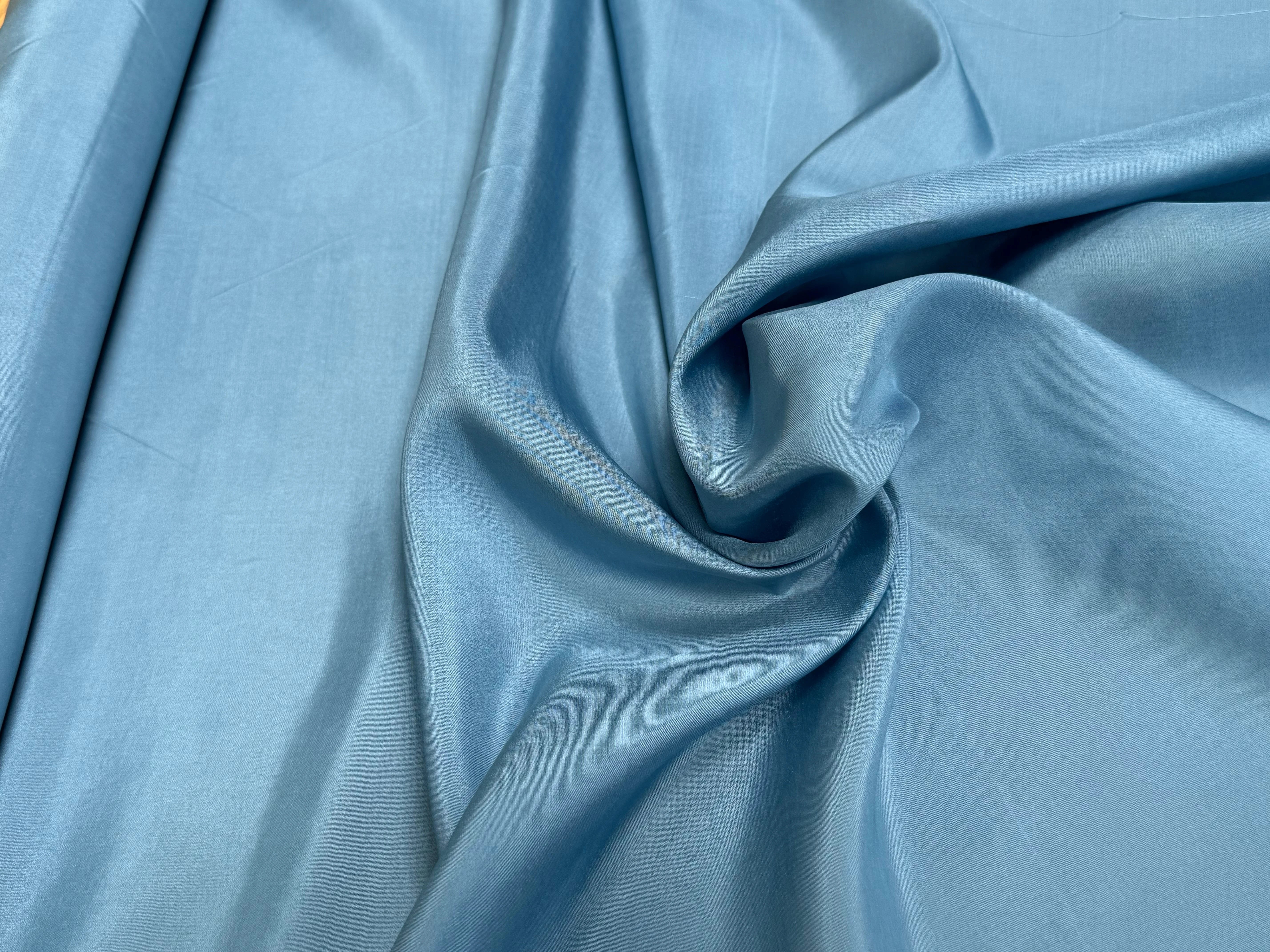 POPELINE DE SOIE ICE BLUE FLUIE 100% SOIE - My Little Coupon