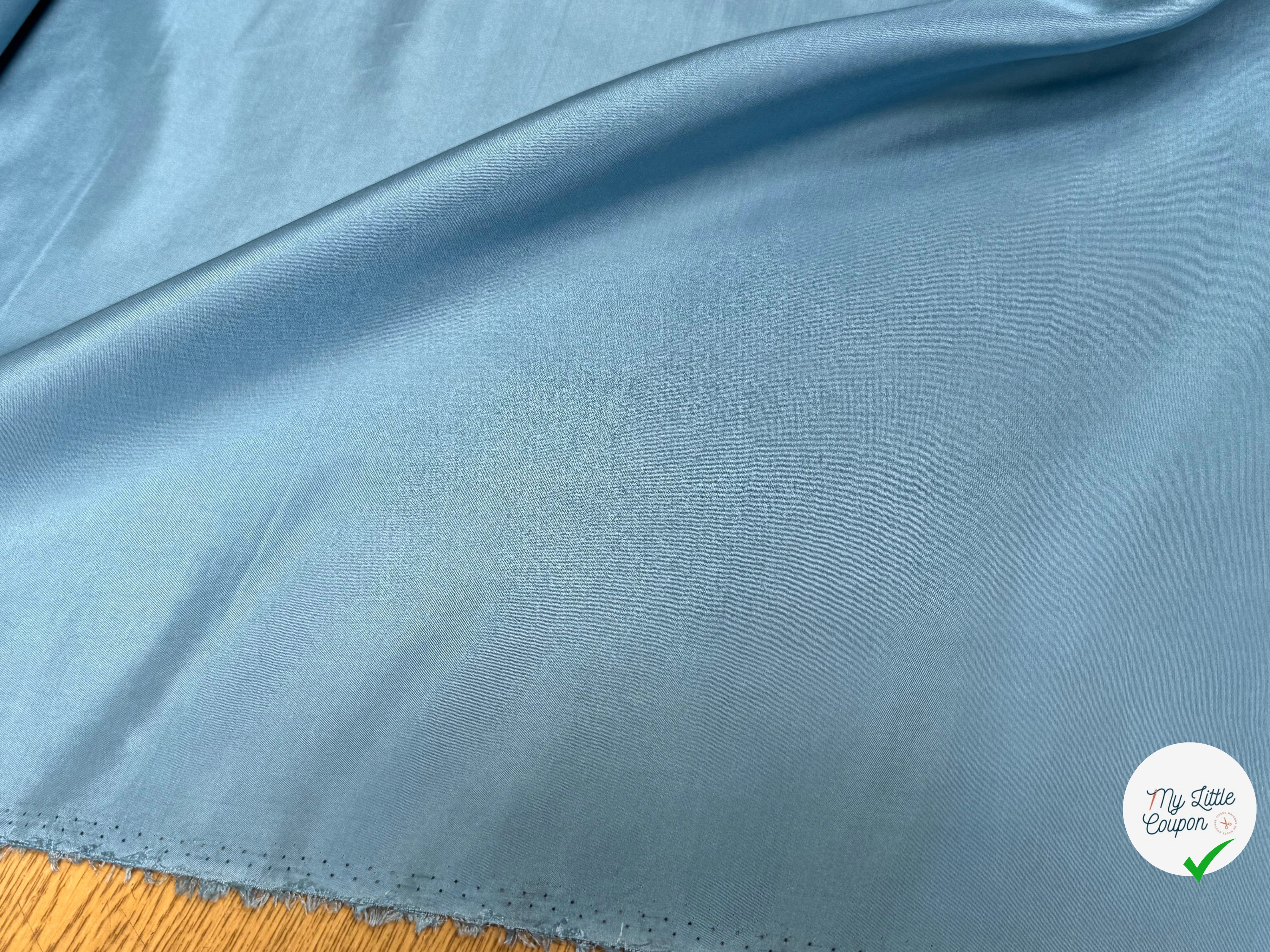 POPELINE DE SOIE ICE BLUE FLUIE 100% SOIE - My Little Coupon