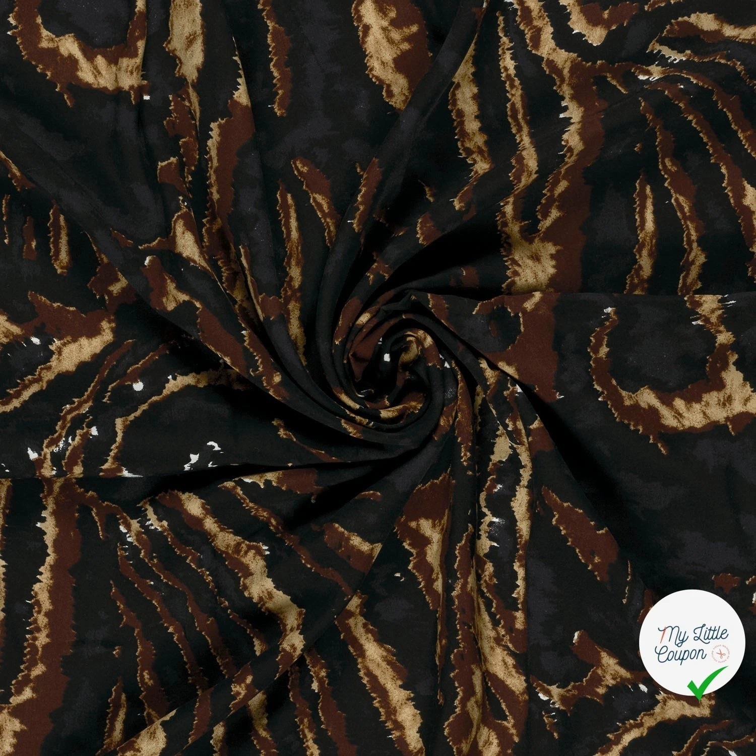 POPELINE DE VISCOSE ABSTRAIT NOIR - My Little Coupon