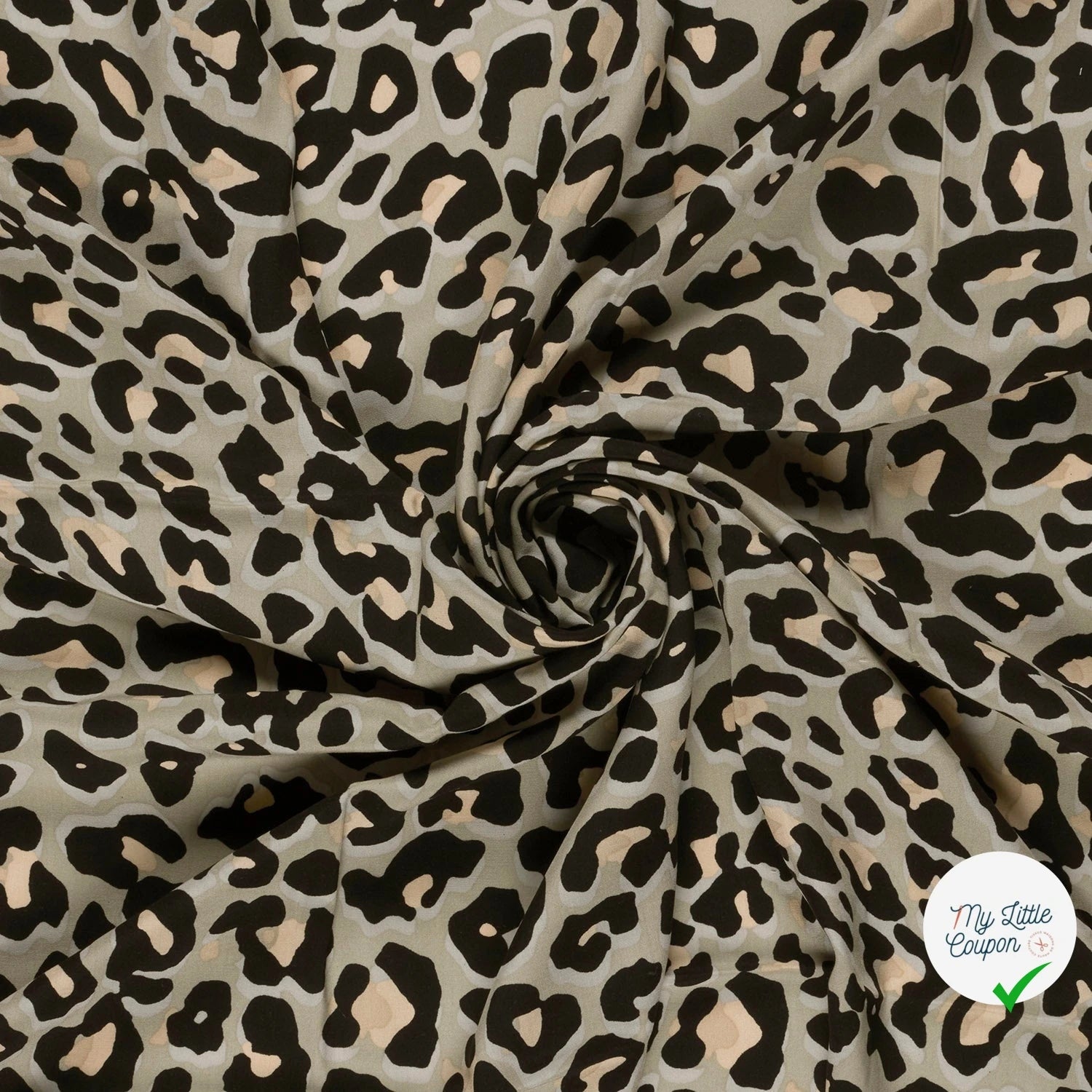 POPELINE DE VISCOSE FLEURS BEIGE - My Little Coupon