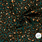 POPELINE DE VISCOSE FLEURS BLEU CANARD - My Little Coupon