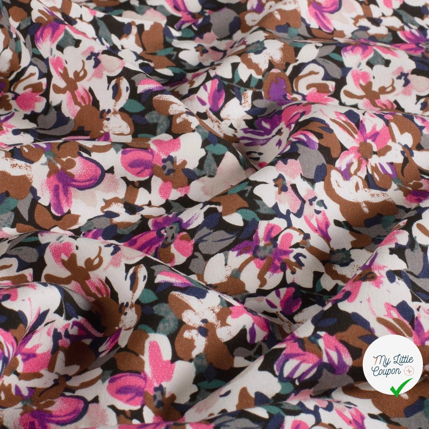 Popeline de viscose fleurs fuchsia