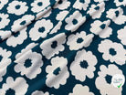 POPELINE DE VISCOSE FLEURS IMPRIMÉ BLEU CANARD - My Little Coupon