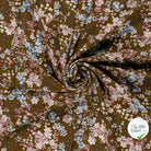 POPELINE DE VISCOSE FLEURS MARRON - My Little Coupon