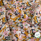 Popeline de viscose fleurs ocre