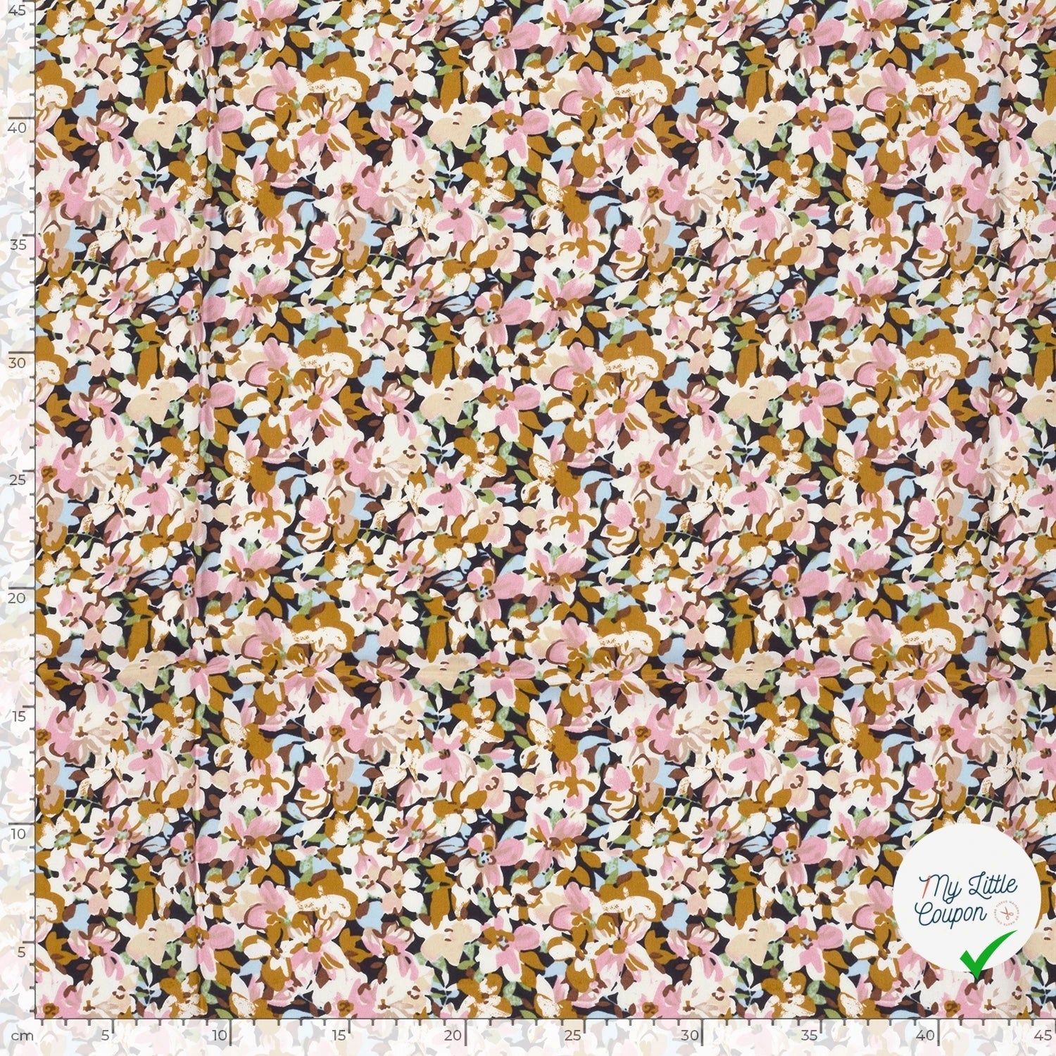 Popeline de viscose fleurs ocre