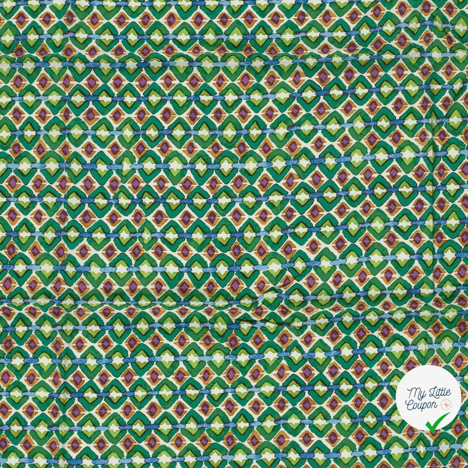 POPELINE DE VISCOSE IMPRIMÉ ABSTRAIT VERT - My Little Coupon