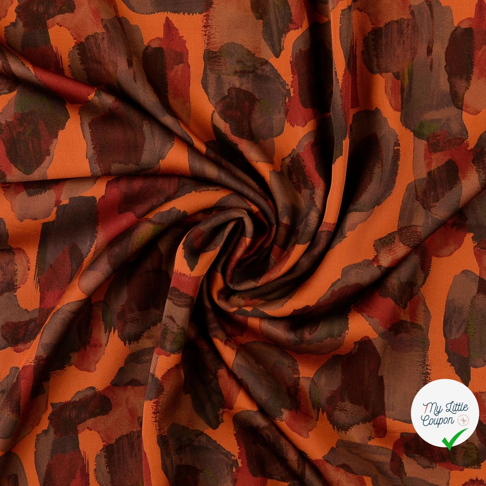 POPELINE DE VISCOSE IMPRIMÉ POIS ORANGE - My Little Coupon