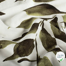 POPELINE DE VISCOSE TISSU IMPRIMÉ FEUILLES VERT KAKI - My Little Coupon