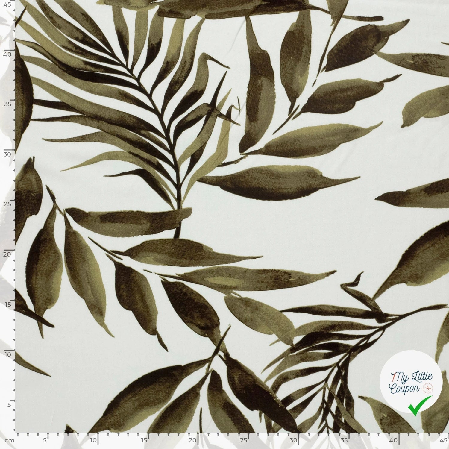 POPELINE DE VISCOSE TISSU IMPRIMÉ FEUILLES VERT KAKI - My Little Coupon