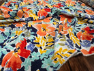 POPELINE DE VISCOSE TISSU IMPRIMÉ FLEURS BLEU MARINE - My Little Coupon