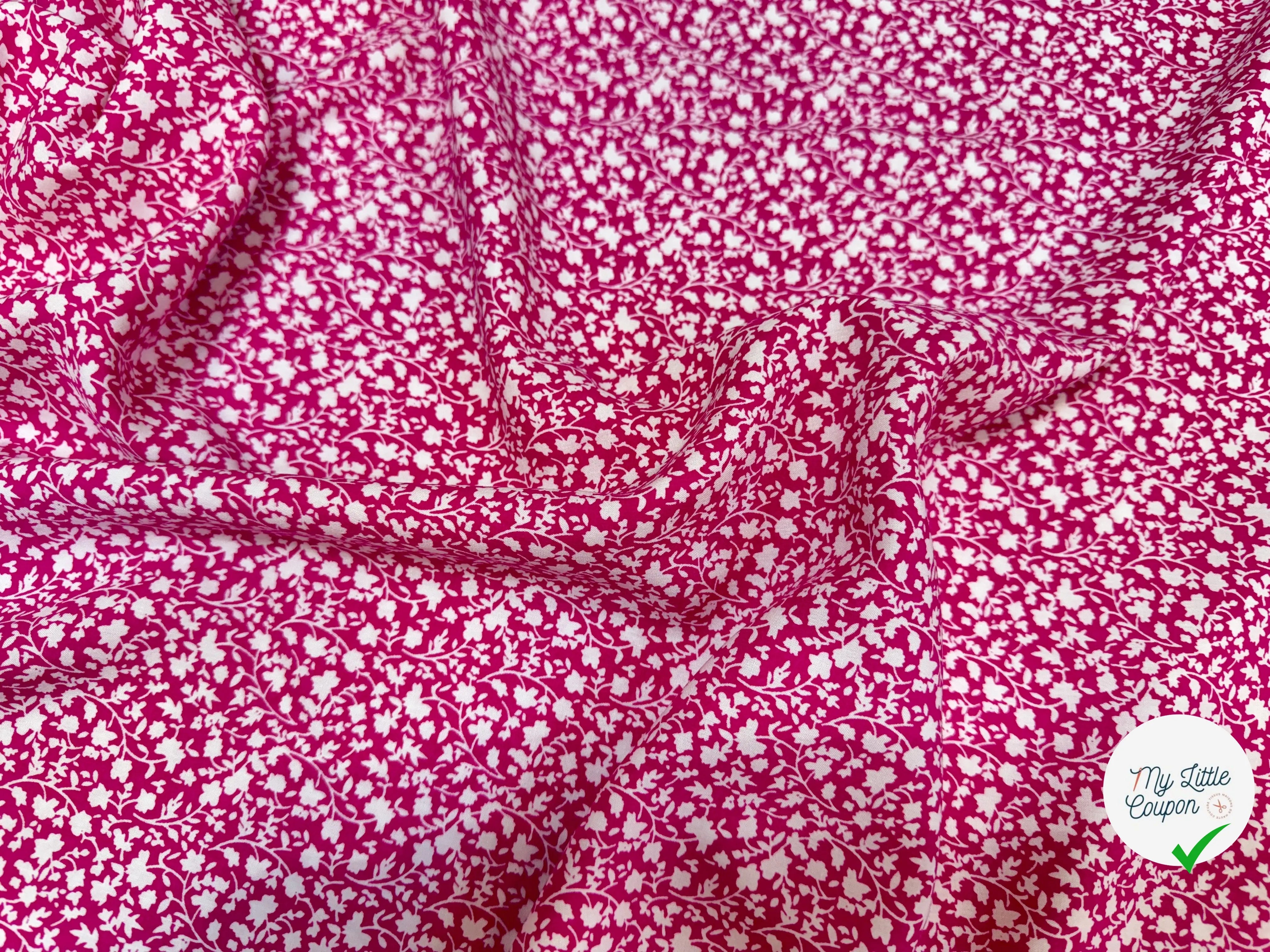 POPELINE DE VISCOSE TISSU IMPRIMÉ FLEURS FUCHSIA - My Little Coupon