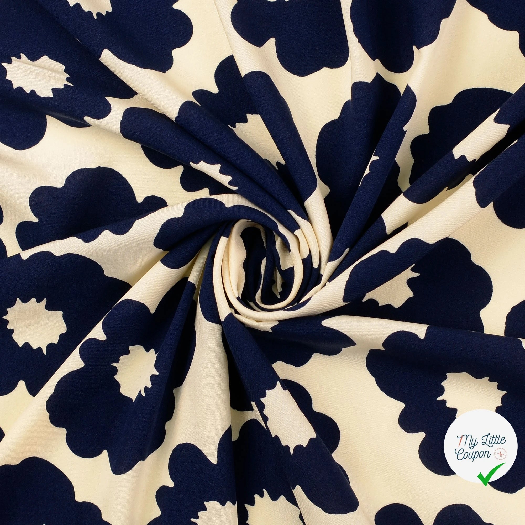 POPELINE DE VISCOSE UNICOLORE BLEU MARINE - My Little Coupon