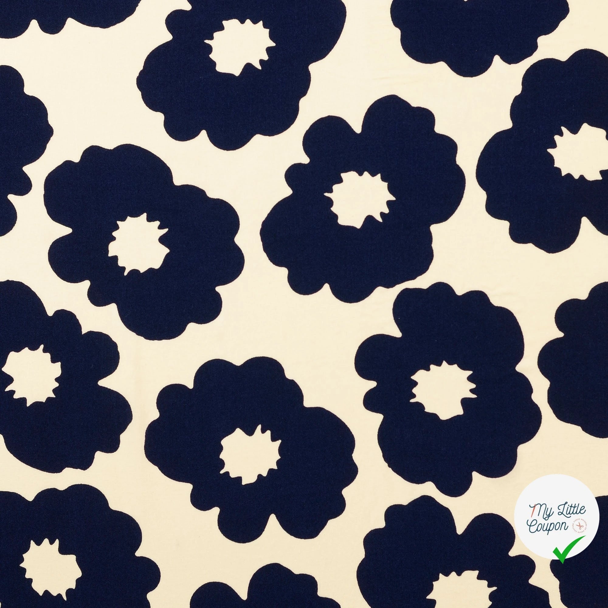 POPELINE DE VISCOSE UNICOLORE BLEU MARINE - My Little Coupon