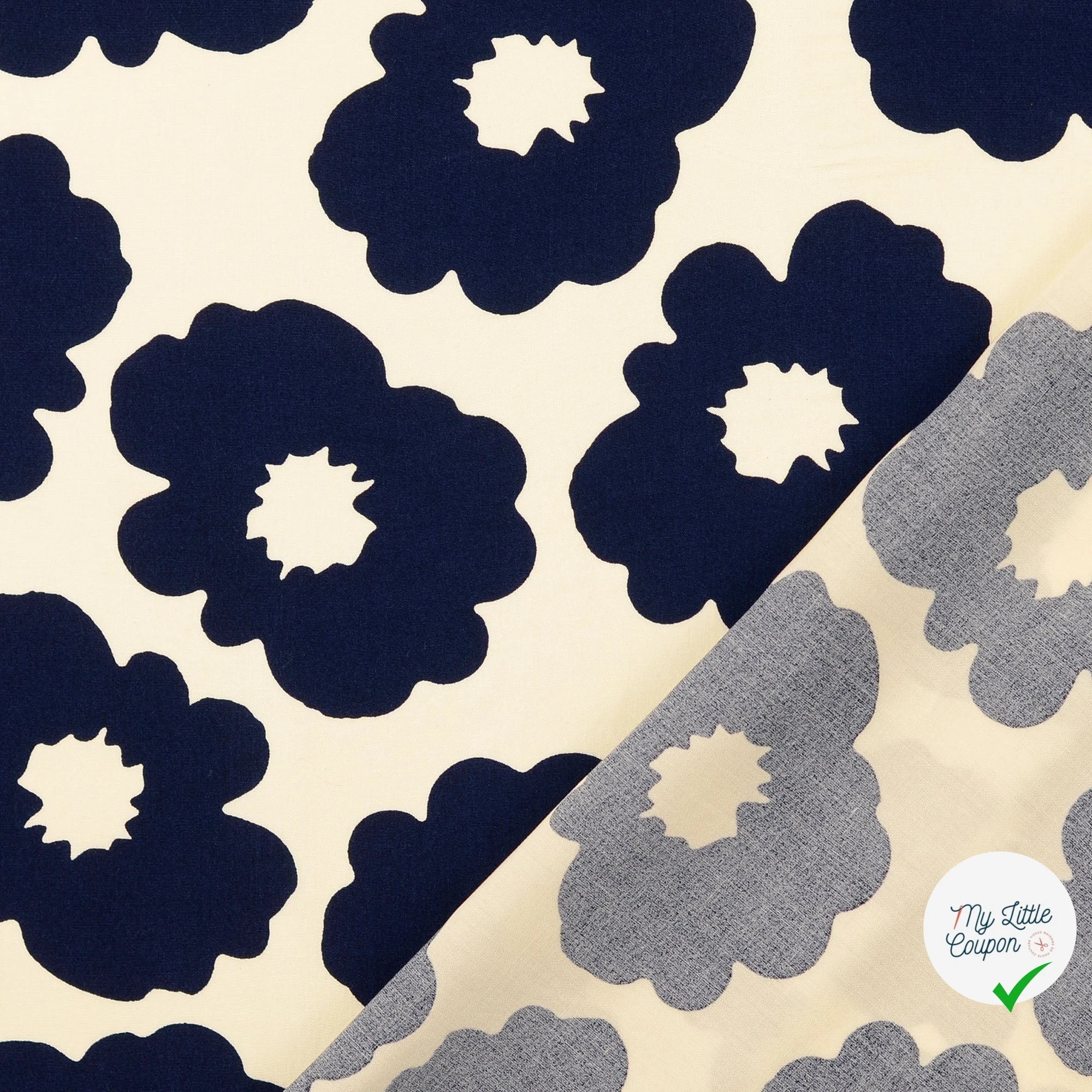 POPELINE DE VISCOSE UNICOLORE BLEU MARINE - My Little Coupon